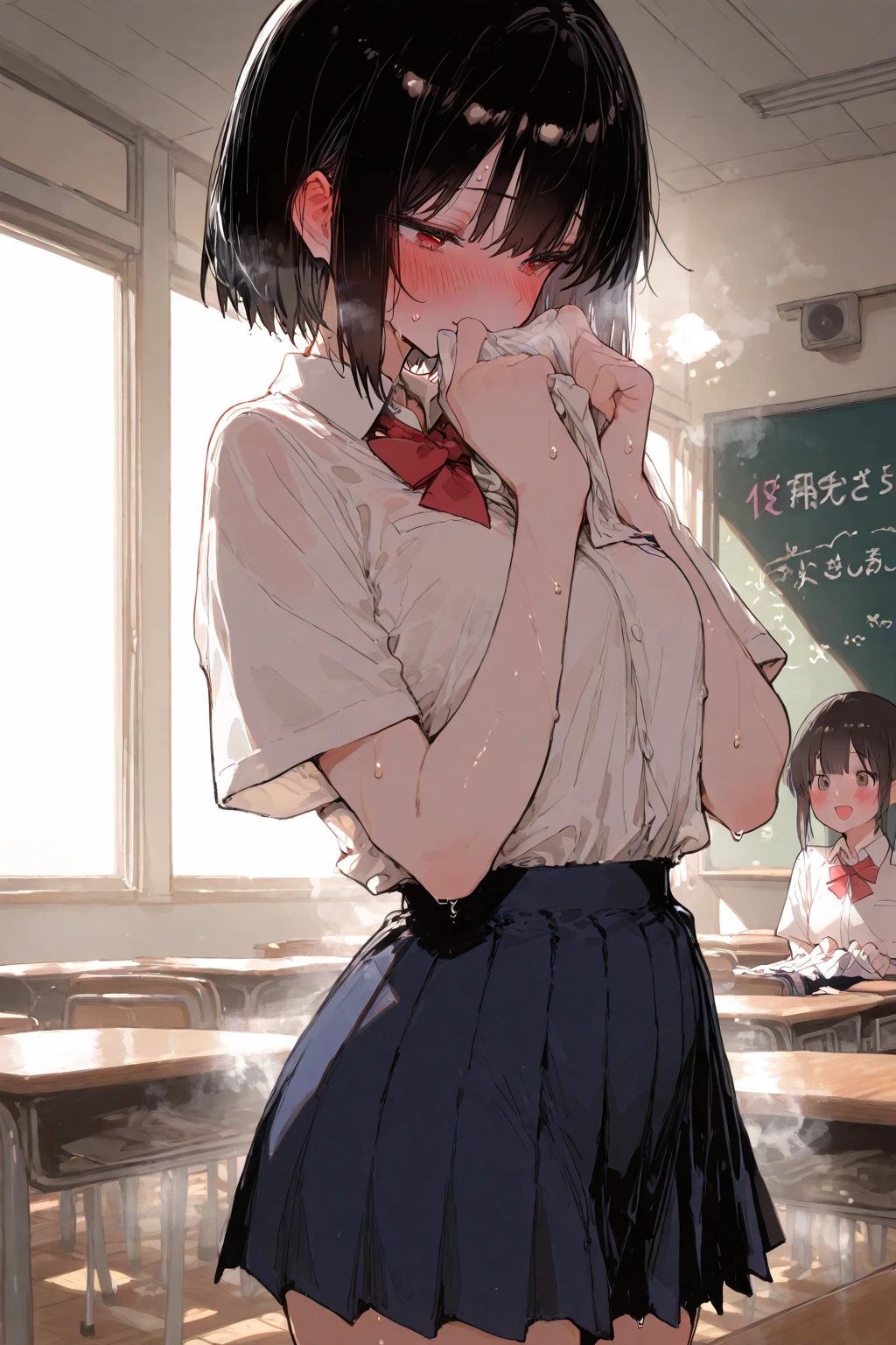 School job search、Spits out a turtle from his mouth、school lunch、Girl、Girl、Short、Younger、Baby Face、flat chest、Dynamic Angle、masterpiece、best quality、ultra-detail、Both eyes open、Sweat、Light clothing、Turtle cuisine、meal、classmate、Crying face、Open your mouth、Vomit、mini skirt、Panties、canteen、Sitting in a chair、Many children are sitting
