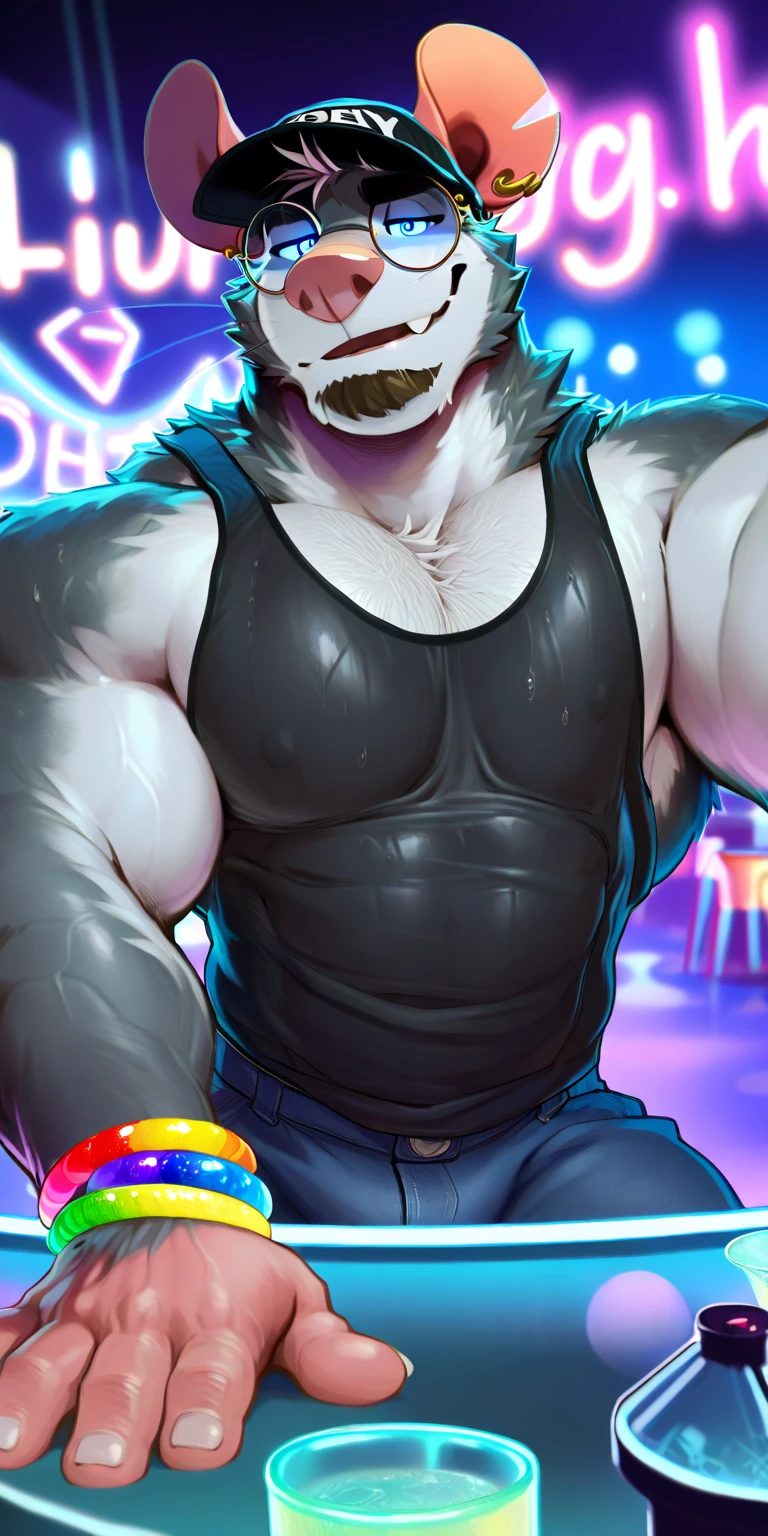 ((best quality)), ((masterpiece)), (Ultra detailed), ((4k)).
Anthro Wolf , Light Blue Fur , Red Color Short Hair , Red Color Beard , Handsone , Good Looking , Green Eyes ,(Eyes Details), Middle Ages , Huge Pecs , muscle Fat Belly , cute pose , sunglasses , Cruise
Long Sleeve Shirt , Thight long Pant ,