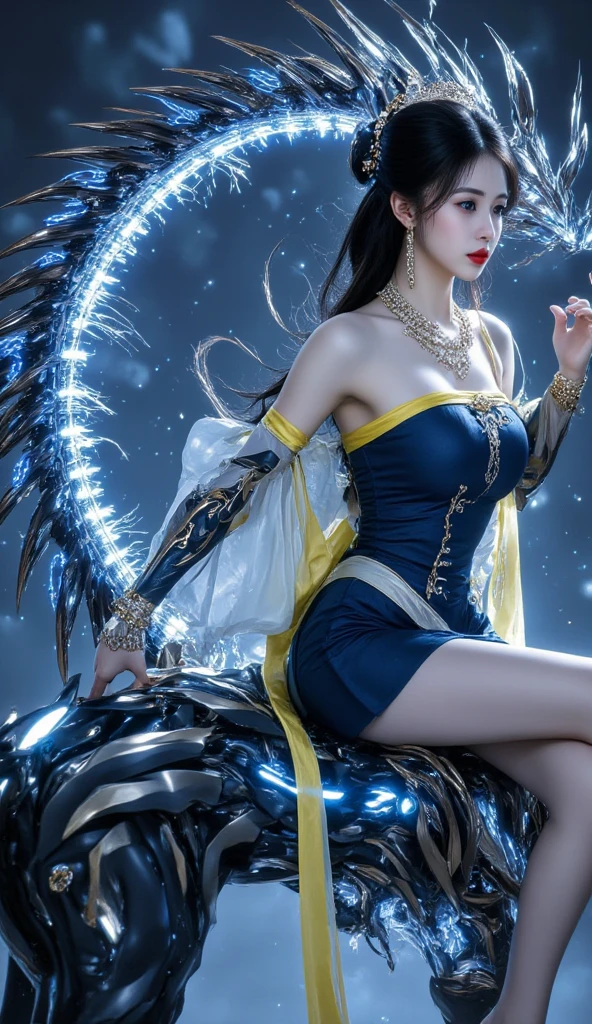 ((emphasis on wings, Angel wings and devil wings, white wings and black wings)), (Realistic picture, highest resolution, 16ก), (A demon god with wide wings and enormous power on his shoulders..., Twelve wings on the shoulders., black bat wings:1.3 white angel wings:1.5), 6 angel wings, 6 devil wings, (Beautiful girl with two meter long hair, shiny black hairงาม, Smooth white skin, Lips are very red.), ((stand, already)), (big breasts, หัวBig tits), (gigantic breast, breast augmentation, Breast 400 cc., small waist, hips raised, small thighs, Long legs), (dynamic poses), (Armor that slightly conceals the body), Separate theme, (Angel wings and devil wings), floating in the air above the groundดิน, background darkness, Embraced with twelve wings, wearing a large king crown, crown shining bright, wears little armor, There is power coming out of the body., sparkling wings, white light black light, amazing wings, beautiful gesture, 8K resolution, Resolution 4000 x 2250 pixels, beautiful gesture, Angel wings and devil wings, (Realistic picture, highest resolution, 16K), (A demon god with wide wings and enormous power on his shoulders.., Twelve wings on the shoulders., black bat wings:1.3 white angel wings:1.5), Have wings 100 Have wings 1000, Angel wings and bat wings, wings inserted between wings, 12 wings, 6 angel wings, 6 bat wings, (Beautiful girl with two meter long hair, shiny black hair, Smooth white skin, Lips are very red.), very long hair, ((stand, toe)), (big breastsโต, หัวBig tits), (gigantic breast, small waist, hips raised, small thighs, Long legs), (dynamic poses), (black and white leotard, There are beautiful patterns., Decorated with gold embroidery., Show off your chest), Separate theme, (Angel Wings and Demon Lord Wings), floating in the air above the ground, background darkness, Embraced with twelve wings, white and black light crown, A rainbow glow on the back of the head, The most busty breasts, Big tits, universe backdrop, dynamic gesture.
