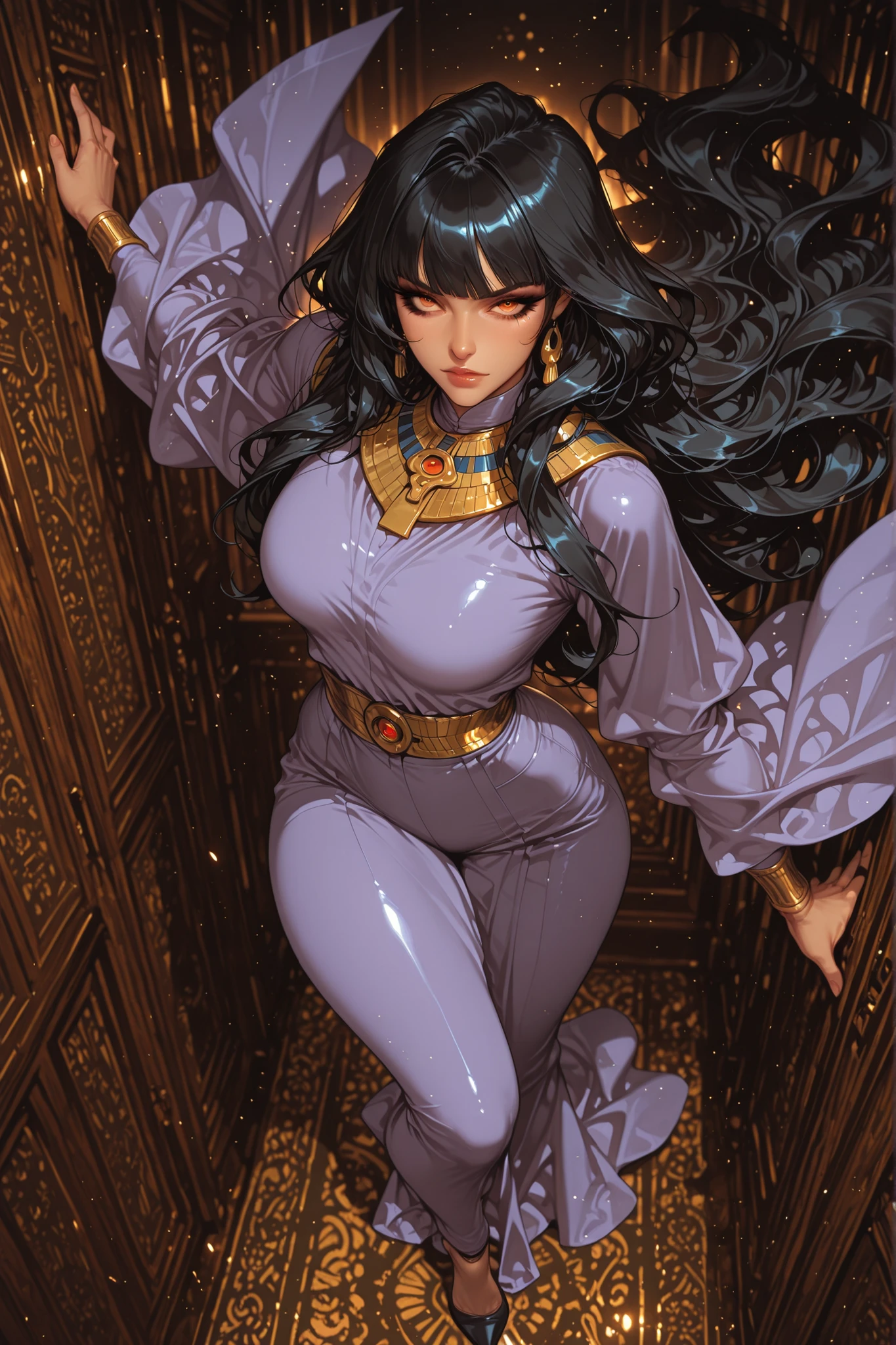 ((best quality,4k,highres,masterpiece:1.2)),((character concept art)), 1 female, age 25, Chinese Hong Kong, Hong Kong Elite, eldest sister, triad female leader, Known for her impeccable fashion sense and elegant demeanor, she is a true embodiment of the Versace brand. Her body language is as captivating as her style, always exuding confidence and high fashion. (((She's wearing an exquisite Versace Barocco-print Shirt in Silk and Barocco-print leggings, a true testament to the brand's luxurious aesthetic.))) Paired with Versace Medusa Tribute Sandals, she carries her ensemble with an air of effortless sophistication. Her accessories include a Versace Medusa Tribute Bag and a pair of Versace Tribute Sunglasses, enhancing her overall look. ((intricate detail)), super finely detailed hands, ultra finely detailed fingers(((ten fingers))), (standing still with confidently), (full body showcase), (show full body), (no logos on background), (no logo), ((plain background)), ((plain background)), (((empty background))).