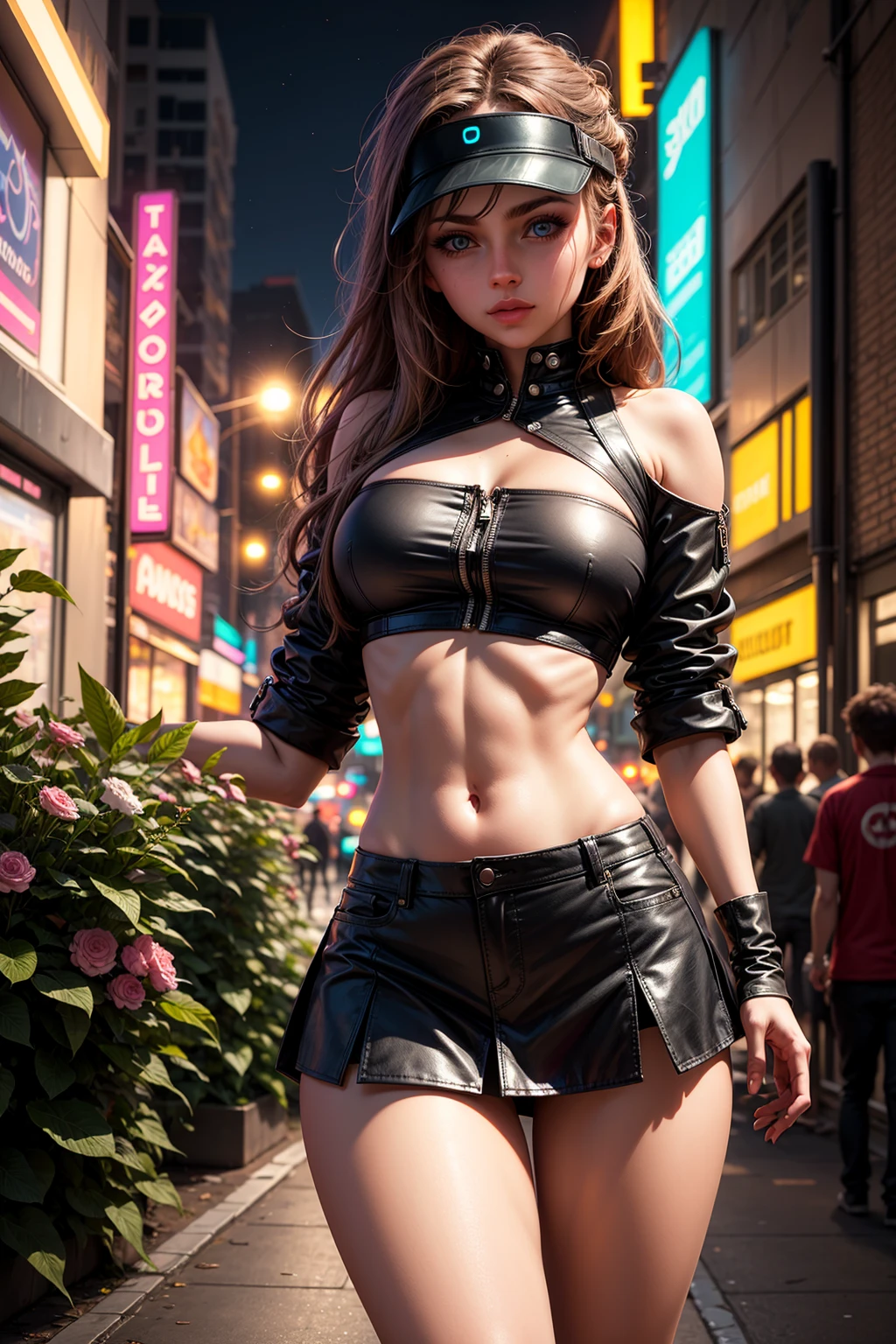 Anime woman wearing glasses and costume, Standing on the streets of the city, seductive anime girl, alena aenami and artgerm, artwork in the style of guweiz, artgerm. anime illustration, range murata and artgerm, detailed digital anime art, smooth anime cg art, beautiful alluring anime woman, little chest, bare shoulders and legs, Nipples are aroused