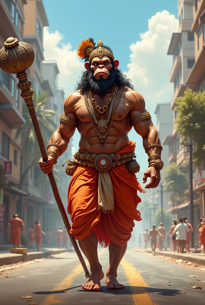 A hindu bodybuilder taking ganapati murty in Muslims darga road