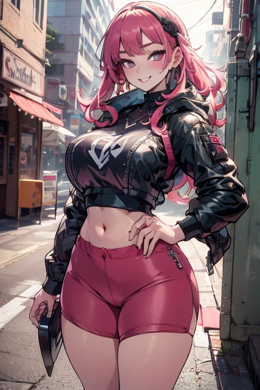 Anime - imagem de estilo de uma mulher em uma camisa branca e calcinha rosa, (roupas quase transparente), menina anime sedutora, Oppai proportions, biomechanical oppai, thicc, with rainbow hair, menina anime, Oppai, garota de anime, mulher bonita sedutora do anime, mulher anime, menina anime atraente, Menina anime na vida real, menina anime bonita.