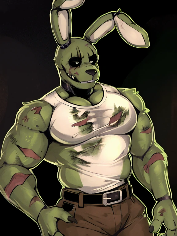 (by gerrkk, by darkgem,by phinnherz,by null-ghost, by chunie),(,by takemoto arashi:0.8), (by_6suan) , source_furry, rating_explicit, masterpiece, bara, hairy, anthro, (((springtrap))), (Springtrap animatronic), animatronic, FNAF, nude, high quality , highly detailed, half-closed eyes, cgi, male focus, anthro, muscular, body fluids, (pecs), black nipples, hairy, looking pleasured, spreading, presenting, (purple penis), big penis, balls, laying down, laying on back, legs up, in a pizzeria, inside, fat ass, asshole, anus, semen expulsion, semen coming out of the ass, a lot of semen, semen jet, ass squirt explosion, solo, two eyes, harness, leather harness, black harness, body harness, after sex, cum in the ass, cum on the floor, used condoms, muscle, muscles, muscular, muscular man, sex, yaoi, masturbation, (detailed background, dark, abandoned diner:1.2), springtrap, photo, VHS, ((very detailed fur texture)), ((CCTV camera filter)), ((vhs filter)), VHS, VHS footage of, distortion, [glitch],
