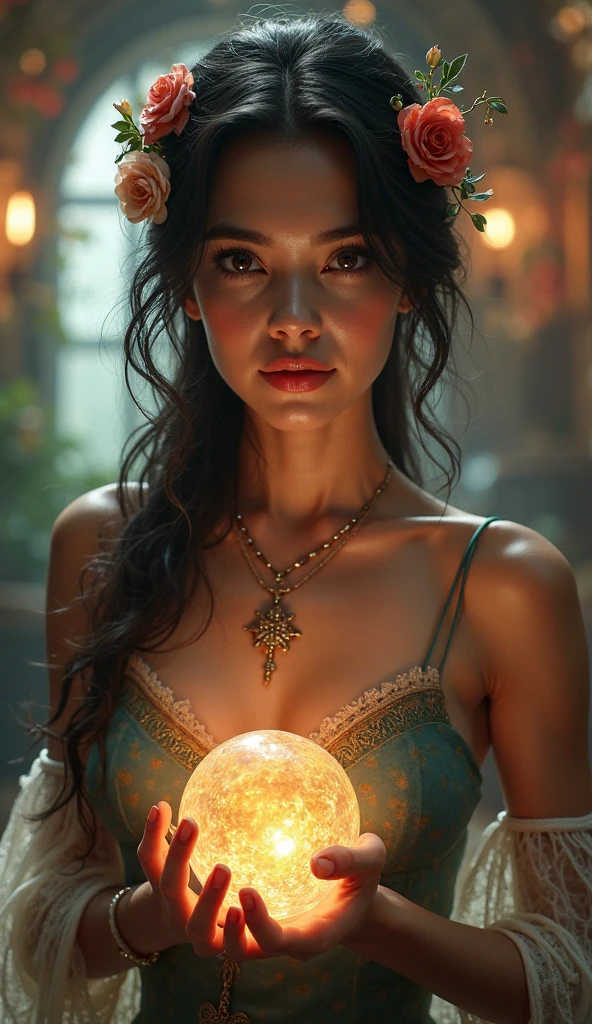 score_9, score_8_up, score_7_up,((Beautiful girl sitting under the moonlight in a beautiful garden lit by hanging lanterns:1.5)), dreamy expression, long flowing hair, elegant dress, moonlit garden, bright moonlight, dramatic lighting, cinematic atmosphere, detailed portrait, photorealistic, 8k, highest quality, intricate details, hyper-realistic, natural skin tones, masterpiece