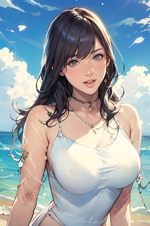 score_9, score_8_superior, score_7_superior, Masterpieces with up to 16K resolution,Highest quality,it is really amazing,Very detailed,Ultra-high resolution,(Ultra-realistic:1.1),(Realistic:1.1),Increased depth of field,Cinematic lighting,
Elegant Japanese MILF,
Long black hair,Ultra-detailed and beautiful faces,Translucent white skin,Very detailedな肌,
(Elegant white swimsuit:1.1),
Bold design,Artistic design,Beautiful and detailed pattern,Detailed fabric texture,
Gorgeous necklace,Earrings,
(Bali Beach:1.1),(Dark beach at night:1.1),(Deserted beach:1.1),(A pitch black night sky with dark clouds:1.1),
(Dutch Angle:1.1),