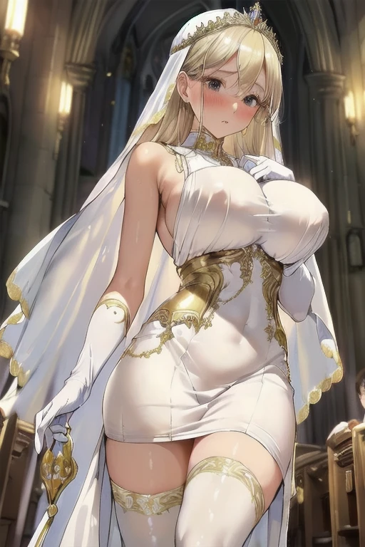 a girl, adult, big chest, waist, thick legs, thick thighs, holy moly Glued dress