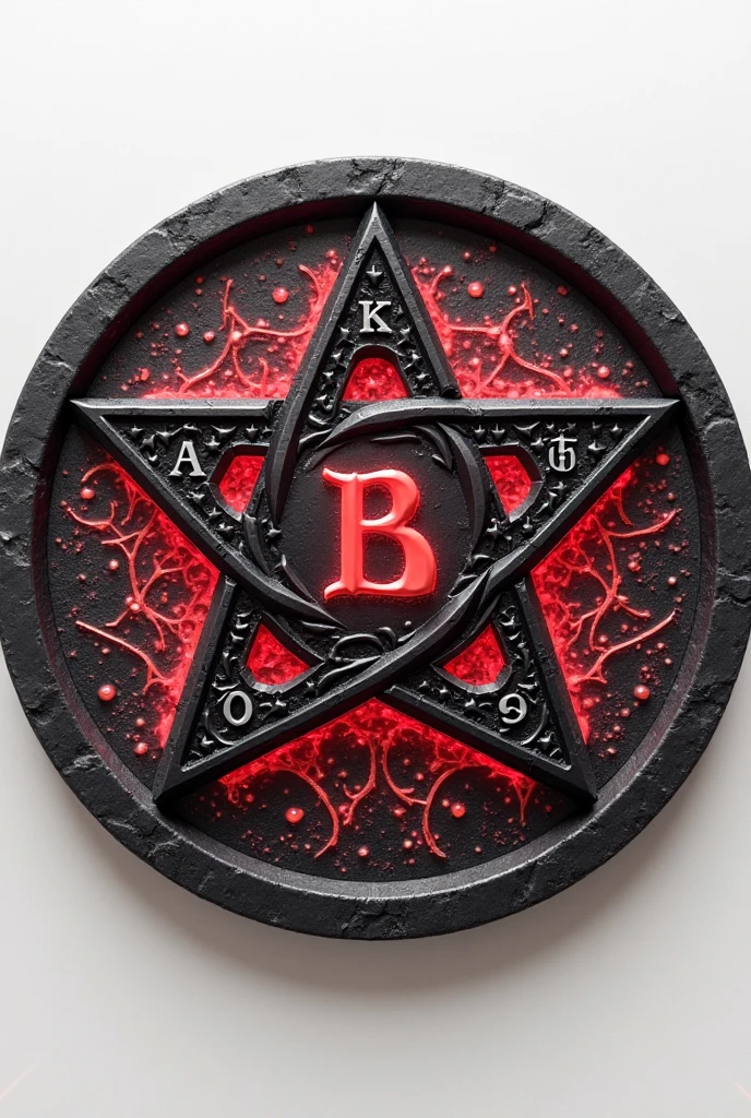 um close de um Pentagrama vermelho com símbolos pretos, Pentagram, Pentagrama, Satanic symbolism, red devil cyberpunk symbols, Pentagramas, satanism, demonic symbols, Simbolismo oculto, inscribed with occult symbols, Satanic ritual, evil symbols, Satanic, demonic sigils, summoning circle, scary horrifying Satanic rituals, abstract hidden epic composition, morcego