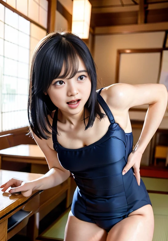 Magazine Cover:1.3、、(２分割photograph:1.3)、(Beautiful 9 year old Japanese female、summer、All are under 90cm tall:2.0、Spread your legs、squat、(Squat:1.3)、Showing off pussy:1.3), Cute face,（8K、Raw photography、Highest quality、masterpiece：1.2),(Black-haired、Curly Hair、ponytail:1.7),View Audience,Viewed from the front,erotic,(Super Sentai Series、She is wearing a red Pretty Cure costume.:1.6)、(Super Sentai Series、She is wearing a blue PreCure costume.:1.6)、Thin chest、Small nipples、Small breasts、(Slim figure:1.3)、Ultra-high resolution,beautiful,beautiful 顔、,(alone, alone、 background:1.9),whole bodyボディー,、(black eye、Japanese women: 1.3),（Photorealistic：1.37）、Photon Mapping,reality、(Baby-faced and cute: 1.3)、(Cute Smile: 1.7)、With a round face、Physically Based Rendering、Depth of field rally background、photograph, (I can see your knees,Thigh close-up、The blue skirt is too short、Spread your legs、Showing off pussy:1.3),whole body、Super quality、(((There are many adult Yakuza men around the girl.:1.5)))、whole body撮影、、Full Body、From below、Put your hands behind your head