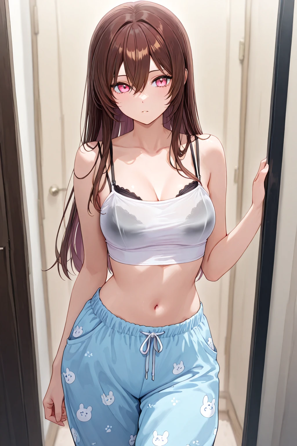 Hyper-Realistic 8K CG, ((focused shot, From above)), perfection face, perfection, clean, masterpiece, Professional artwork, Famous works of art, perfection face, Beautiful Face, Beautiful Eyes, ((perfection female body)), ((The body is slim, Flat Stomach, The body is slim)), Big Breasts, alone,

((Single women)), Beautiful Face, Laughter, Laughing with your mouth open, Red cheeks, shining pink lips, night, (((White lace bra))), ((blurry Realistic background)), masterpiece, Highest quality, Very fascinating, up to date, Complex details, (Red long nails), AI-generated, Complex, High resolution, Highest quality, super high quality, 3D Images, Show to the audience, 3D Images, alone, Black, unkempt hair, Iris, (((Woman in a sexy and seductive pose))), [[fine grain, Colorful eyes, Shining Eyes: 1.15]], ((crowd)), hyper-Realistic , hyper-Realistic , Realistic, Mature Woman, Smooth CG art, ((Downtown at night)), ((White panties visible through tight mini skirt)), The finer details, Tight waist,Large Breasts