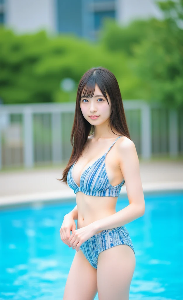masterpiece, Highest_quality, Real, Highly detailed face, One girl, Japanese women, alone, Medium Hair, Swimwear, front