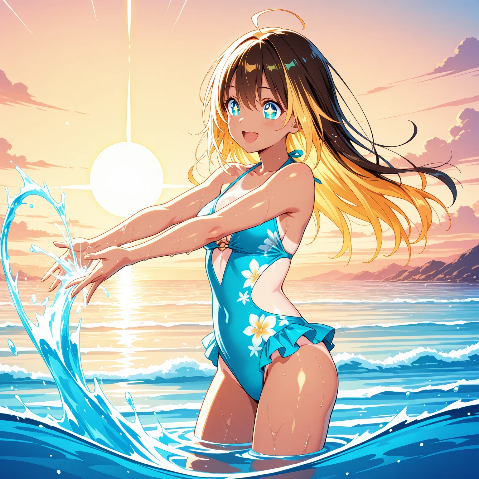 (1girl\(surfer\) in huge wave tunnel:1.2),quality\(8k,wallpaper of extremely detailed CG unit, masterpiece,hight resolution,top-quality,top-quality real texture skin,hyper realisitic,increase the resolution,RAW photos,best qualtiy,highly detailed,the wallpaper,cinematic lighting,ray trace,golden ratio\), BREAK ,solo,1girl\(cute,kawaii,very attractive, breast\(perky,big,beautiful\),rushgard\(very wet\),hair\(long,wet,shiny\),big eyes,cosmic eyes,(bikini tan),surfer,surfing\(crouching on surfboard,on the wave\),wet skin,dynamic pose,surfboad\) (riding surfboad:1.4), BREAK ,background\((big wave\(rolling,beautiful,clear,(motion blur:0.5)\):1.5),beautiful sea\(whitecaps\),clean ocean,beautiful coral, beautiful fish,beautiful sky,beautiful sunlight,reflections,golden hour,water splash,you can see the wind browing\),(dynamic angle:1.3)