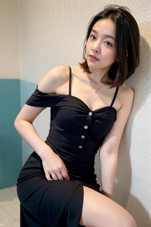 night景、night、Office、Very short hair、Check suit、mini skirt、Cleavage(Very large breasts、Very thin and long legs、Perfect figure、High heels、whole body、smile)、1 female、Double eyelids、No makeup、24-years-old、(masterpiece、8K,RAW Photos、High resolution:1.4)