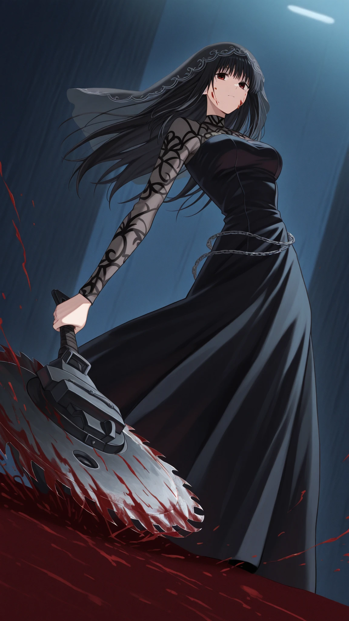 Ancient  era, armored, princess Zelda , blood everywhere, bloodmoon princess drenched in blood, looking at viewer psychotically, creepy smirk, covered in blood, Side view, destroyed village, cursed Triforce,
