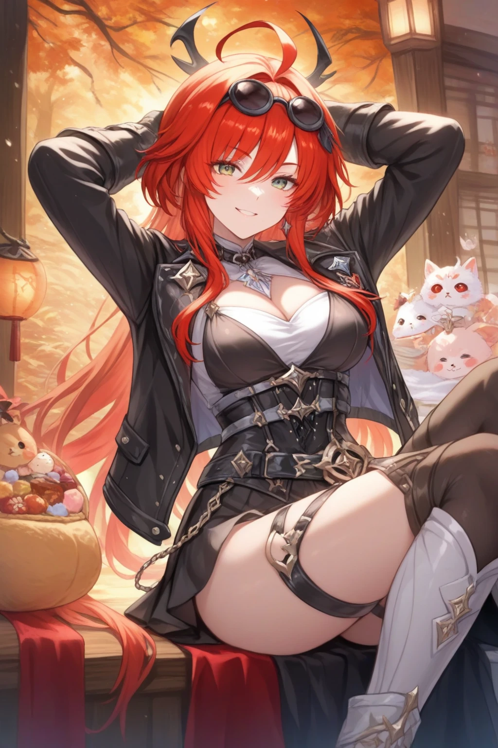 a beauty girl,Mature face,a matural female,Fluffy tail hair,Ultra-loose underwear,clothes slipping off,Anterior convex and posterior,Straight chest,Ruddy complexion,Huge fox tail,nabel,(huge tit),adventurer,Fantasy style