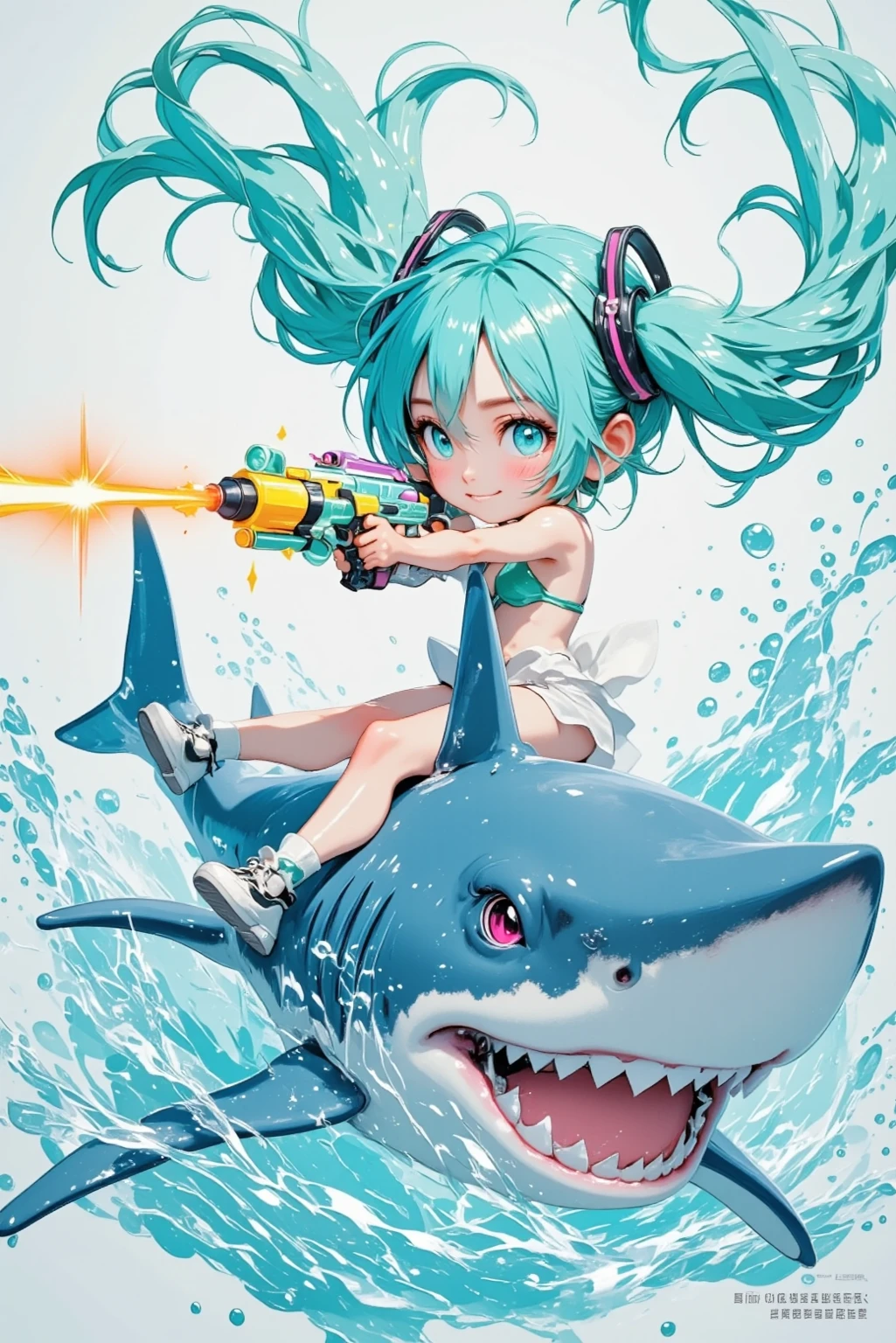 miku hatsune,swim with dolphins in the ocean,Beautiful breasts,Diving suit,snorkel,The corals