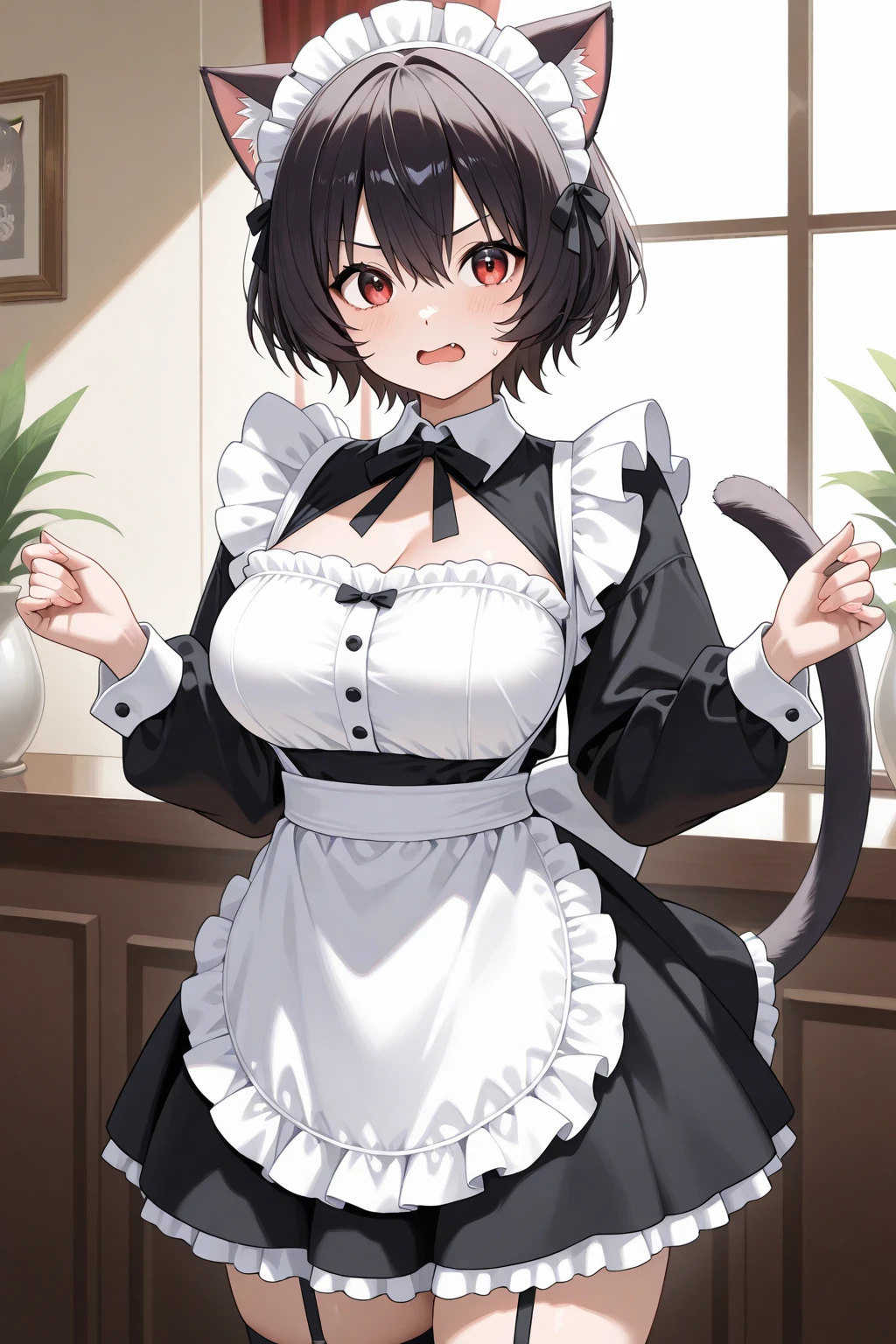 Female furry in a sexy reavealing maid outfit