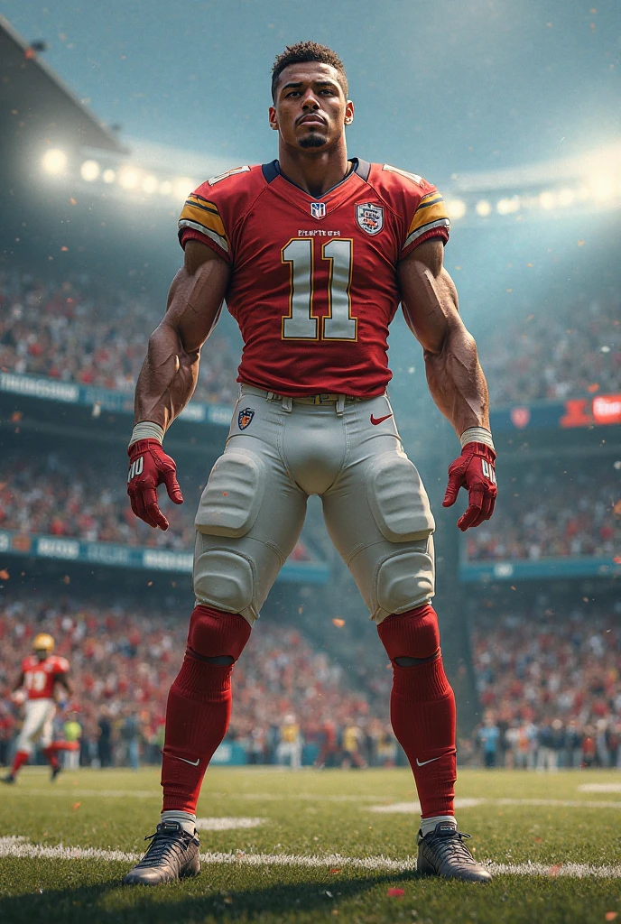 Christian McCaffery in a McDonald inspired football uniform with jersey #23 with McDonalds logo