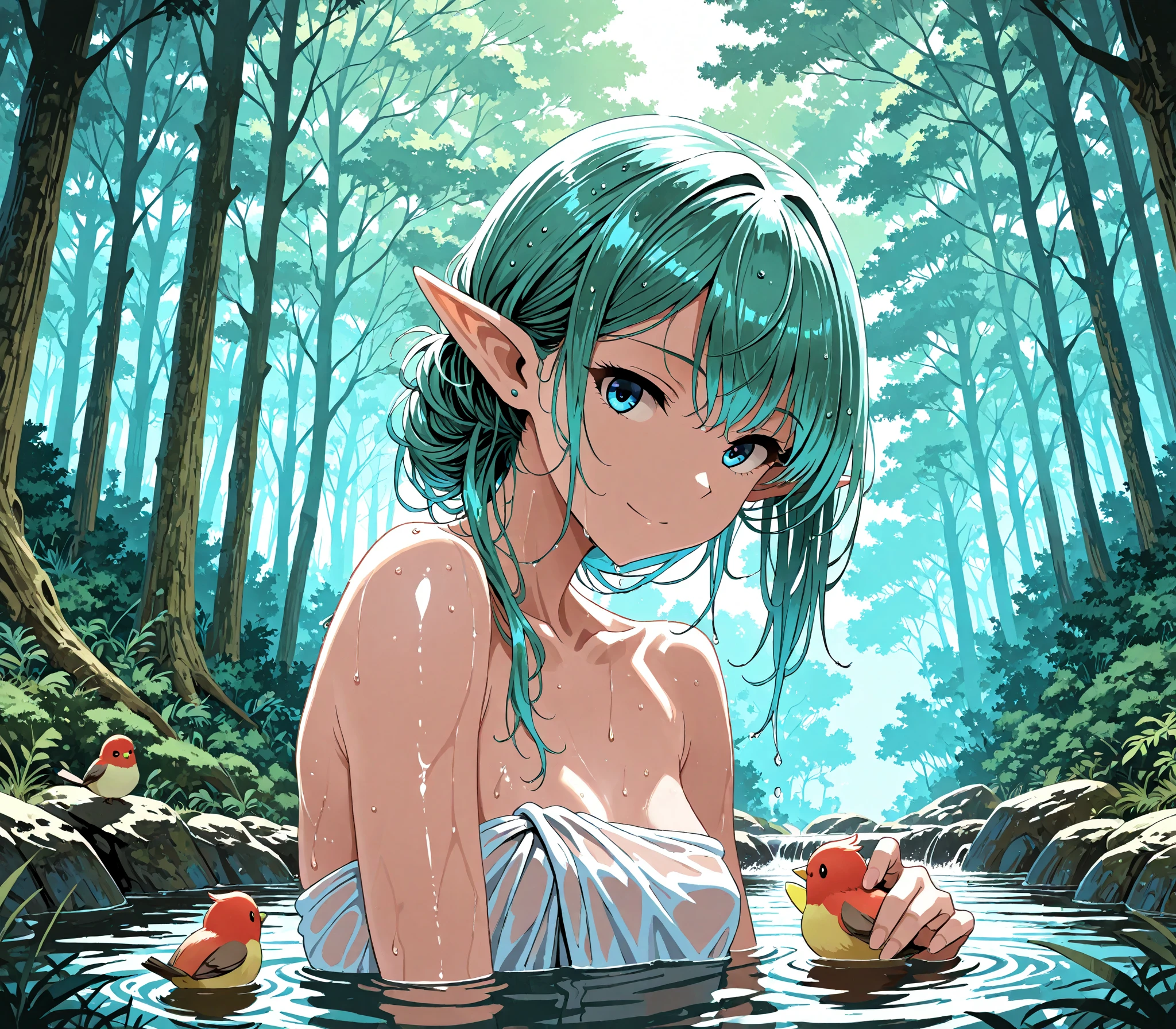 a woman in a bikini in a forest with mushrooms, seductive anime girl, detailed digital anime art, anime fantasy illustration, beautiful alluring anime woman, beautiful alluring anime teen, digital anime illustration, beautiful fantasy anime, fanart best artstation, beautiful anime art style, anime fantasy artwork, trending on artstation pixiv, beautiful anime girl, cute detailed digital art