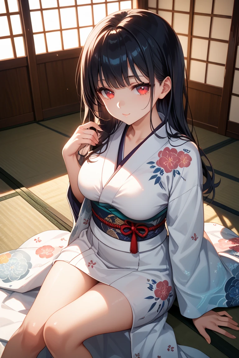 traditional Japanese room、futon bedding、(A dark-haired、japanes、adult lady、２８age)、(1girll)、toppless、Smaller nipples、E-cup、(Wearing panties)、(fully formed human)、(8K)、(Top image quality:1.2)、(reallistic)、(Photorealsitic:1.37)
