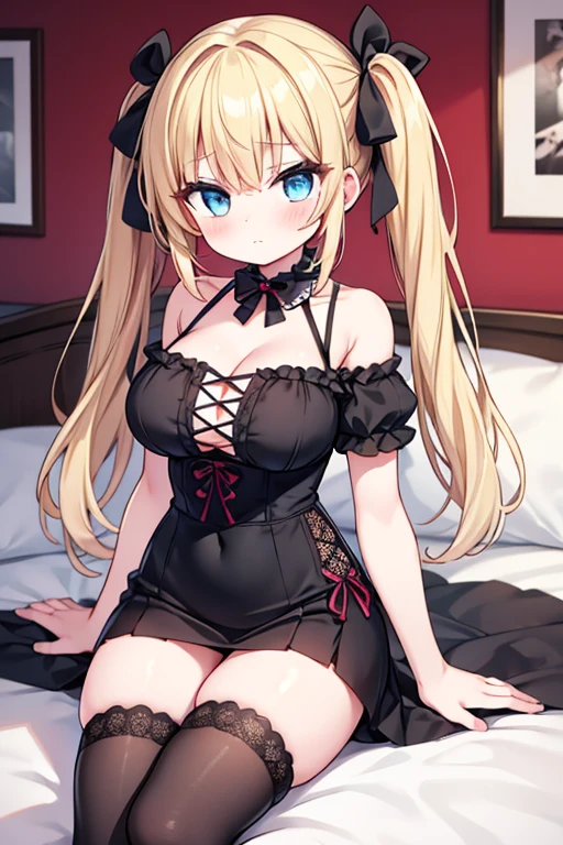 masterpiece, absurdres, best quality, ultra detailed, (extremely beautiful detailed face and eyes), (1 girl, 18yo), (magenta eyes), tsurime, (white skin), BREAK (light bronze hair, detailed hair, shiny hair), BREAK (down blouse, open chest, Torn, Blue mini casual dress:1.3), (medium breast:1.3), (Embarrassed:1.3), Roundhouse kick,