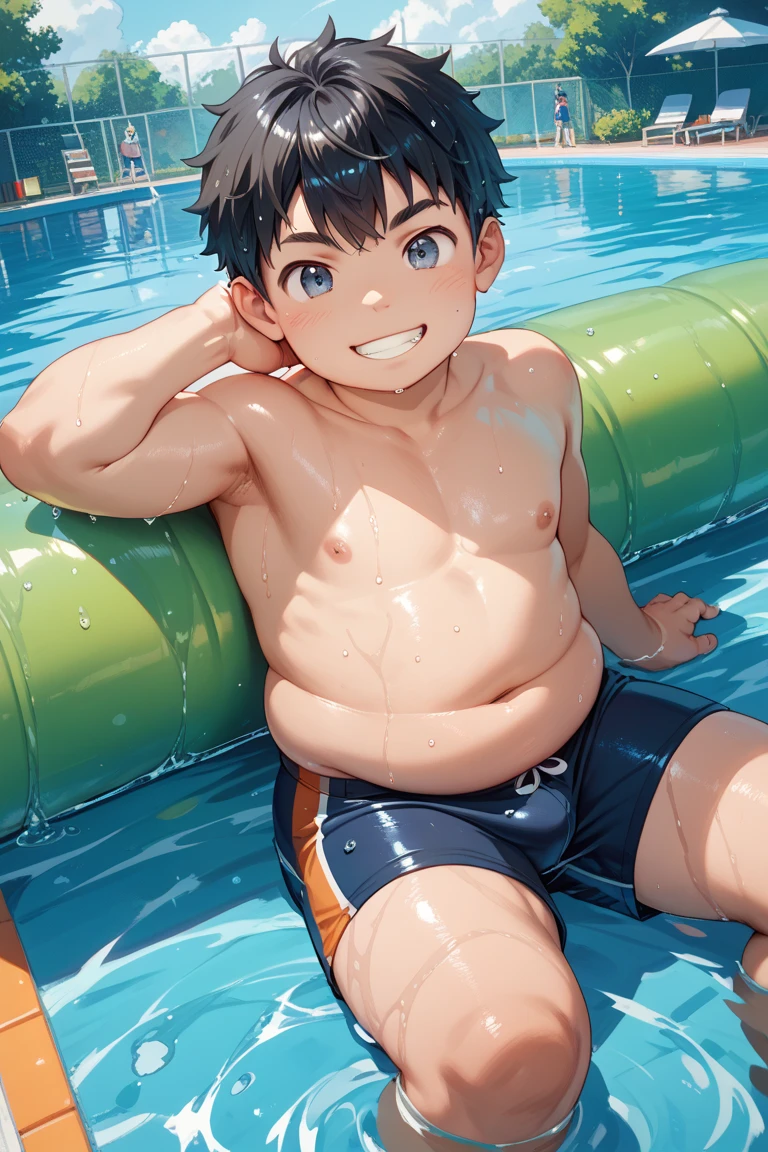beautiful, chubby, (very short hair),pudgy face, (naughty) (high school students),((young)), ((androgynous)), (boyish), (handsome), ((thick)), (shota), overweight, (beefy), (butt), (cute), (obesity), (naughty brat), (belly button), (Chubby body), big belly, (Sweaty body), (Smelly body), (Nude), (naked), (Sitting), ((Overlooking)), (Reach out), (hot spring), (steam), (night), (Open-air bath), (Spread your legs wide), (Confident expression), (Top view), (fullbody)