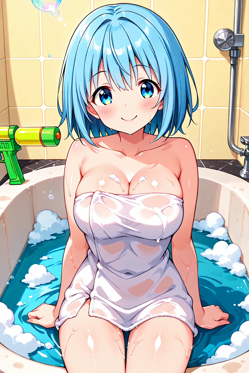 Absurd, Super detailedな,(In 8K:1.3),Masseter muscle area,(masterpiece:1.2)、(Highest quality)、4K、Super detailed、(Movement Structure:1.4)、(Shining Lights、Atmosphere lighting), High resolution, Best Quality、(One girl:1.4),Super detailedな,Bright colors、Treebreak Production Art、(Warm color light source:1.2),High-level image quality、Fine image quality、Intricate details,Volumetric Lighting,Realism BREAK、Profile、 Idol face、15 years old、Very beautiful face and eyes, Beautiful images、 natural make up、big eyes、 taking a bath (Baby Face:1.4)、(Big Tits:1.5)、(Breast bag:1.4), (glossy skin :1.5)、(Sweat:1.5), nsfw,(taking a bath:1.5), (bathroom:1.2) 、 (light blue hair,short hair、blunt bangs、wet hair:1.4)、 (Beautiful nipples)、(Delicate and detailed、naked)、 (orgasm face)、(White skin:1.4)