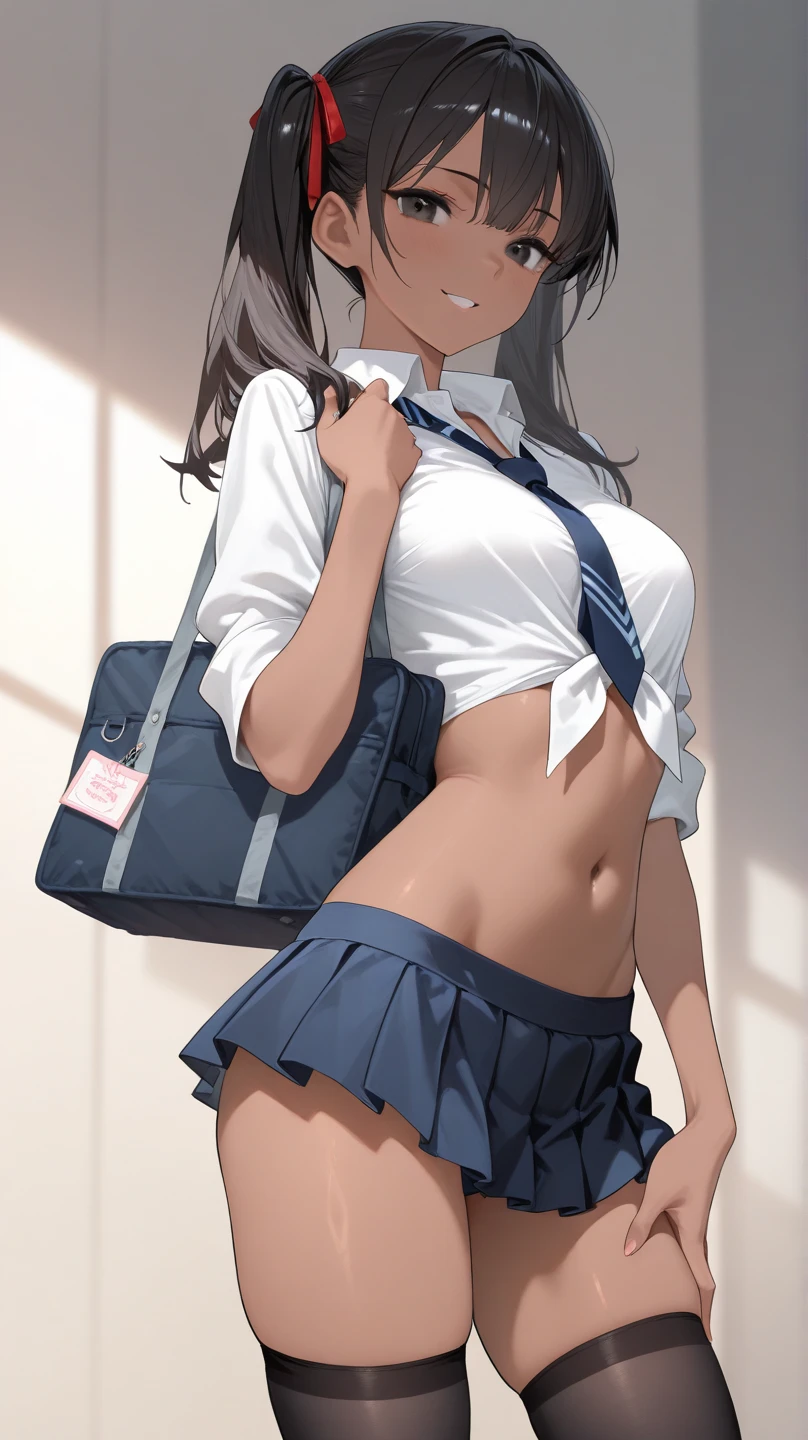 (A beautiful woman、slender), perfect anatomy, High school girls、uniform、(Trying to take off her panties)、Look down、pussy juice, classroom、17 years old、Glossy lipasterpiece、highest quality、black hair, messy hair, (8k, High resolution)、(embarrassed:1.4)、(blush)、 small breast