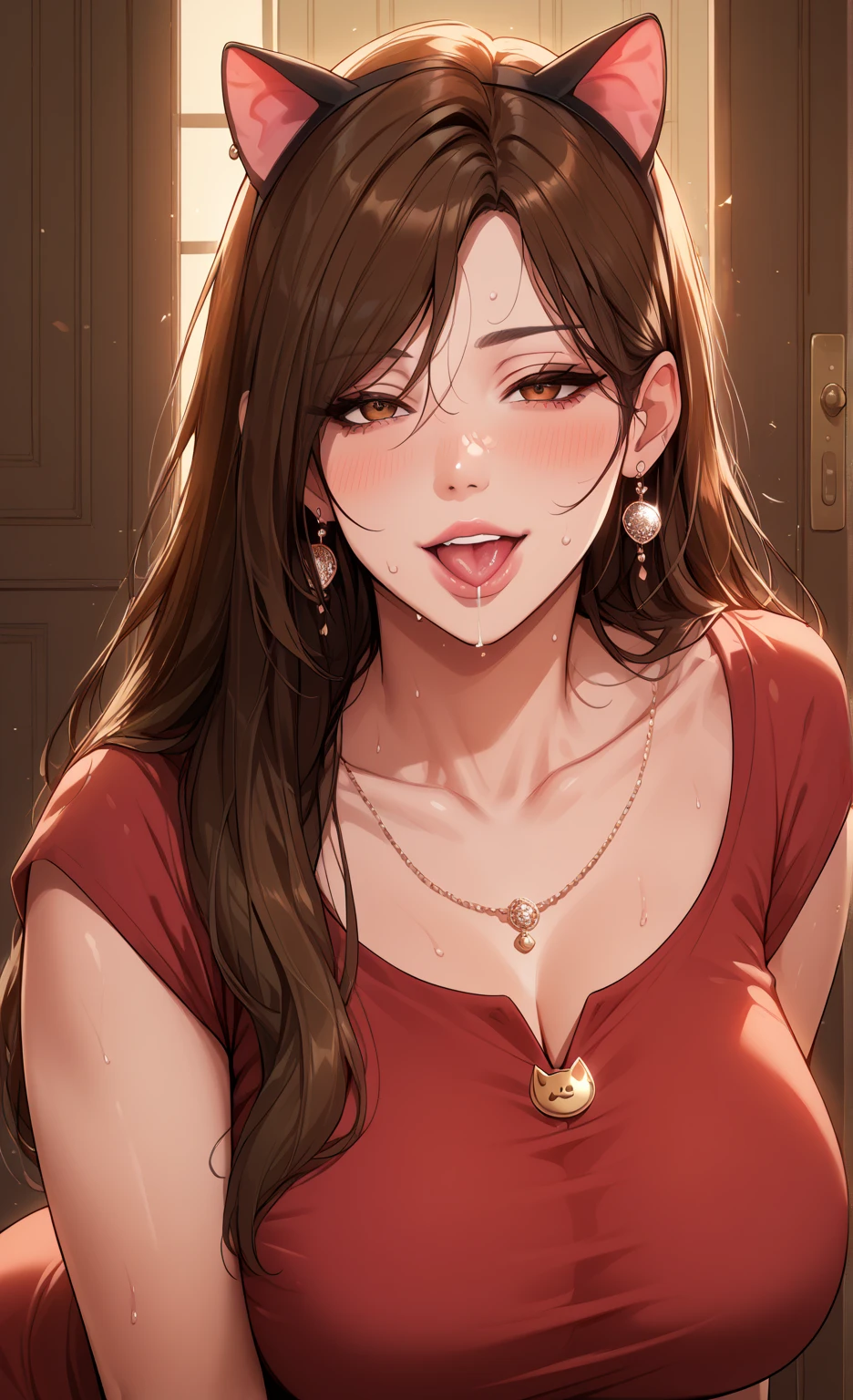 score_9, score_8_up, score_7_up, score_6_up, score_5_up, score_4_up, BREAK ,open_mouth,fellatio_gesture,FellatioGesture,heart-shaped eyes,upper body,,aerith_gainsborough, final_fantasy, final_fantasy_vii, final_fantasy_vii_rebirth, final_fantasy_vii_remake, 1girl,green_eyes, hair_ribbon, brown_hair, long_hair,  braid, braided_ponytail, bangle, bracelet, breasts, choker, cleavage, cropped_jacket, flower_choker, jacket, jewelry, long_dress,,in a restaurant