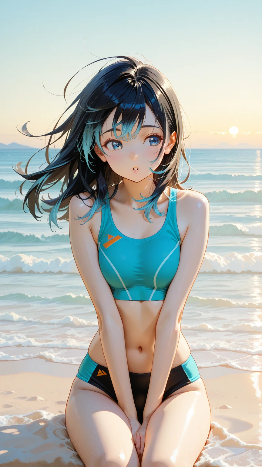 (Girls in swimsuits:1.5), break ,background\(Very beautiful sea\), break ,quality\(8K,非常に精細なCGユニットのwallpaper, masterpiece,High resolution,top-quality,top-quality real texture skin,Surreal,Increase the resolution,RAW Photos,最高quality,Very detailed,wallpaper,Cinema Lighting,Ray-tracing,Golden Ratio\),Dynamic Angle