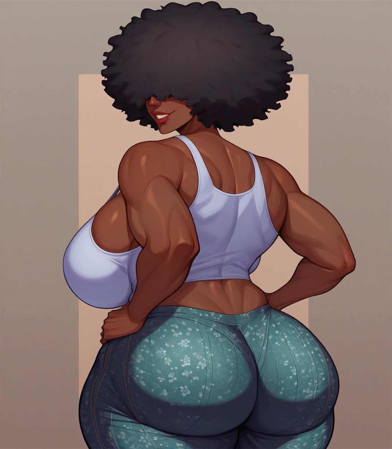 {4k image}, 1 Beautiful Brazilian woman, 1, short blond hair slicked back, tanned skin,big dark rond eyes, busty, wide lips, 1 mole, smile, wearing a tank top (white), background city (unfocused), simple smile, manga lineart (with colors), { wet pussy,ass hole(cum filed, Dick inside,anal sex) view}, {centered image}, fucked by black athletic African man,sex ,shading technique , sketch