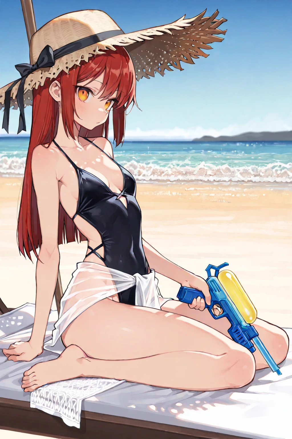 a cartoon of a woman in a bikini sitting on a boat, nami one piece, revy black lagoon, oc commission, overwatch tracer in a bikini, on a lake, nami from one piece, nami, commission for high res, cushart kenz, asuka as a surfer model, bikini armor, bikini + tattered military gear