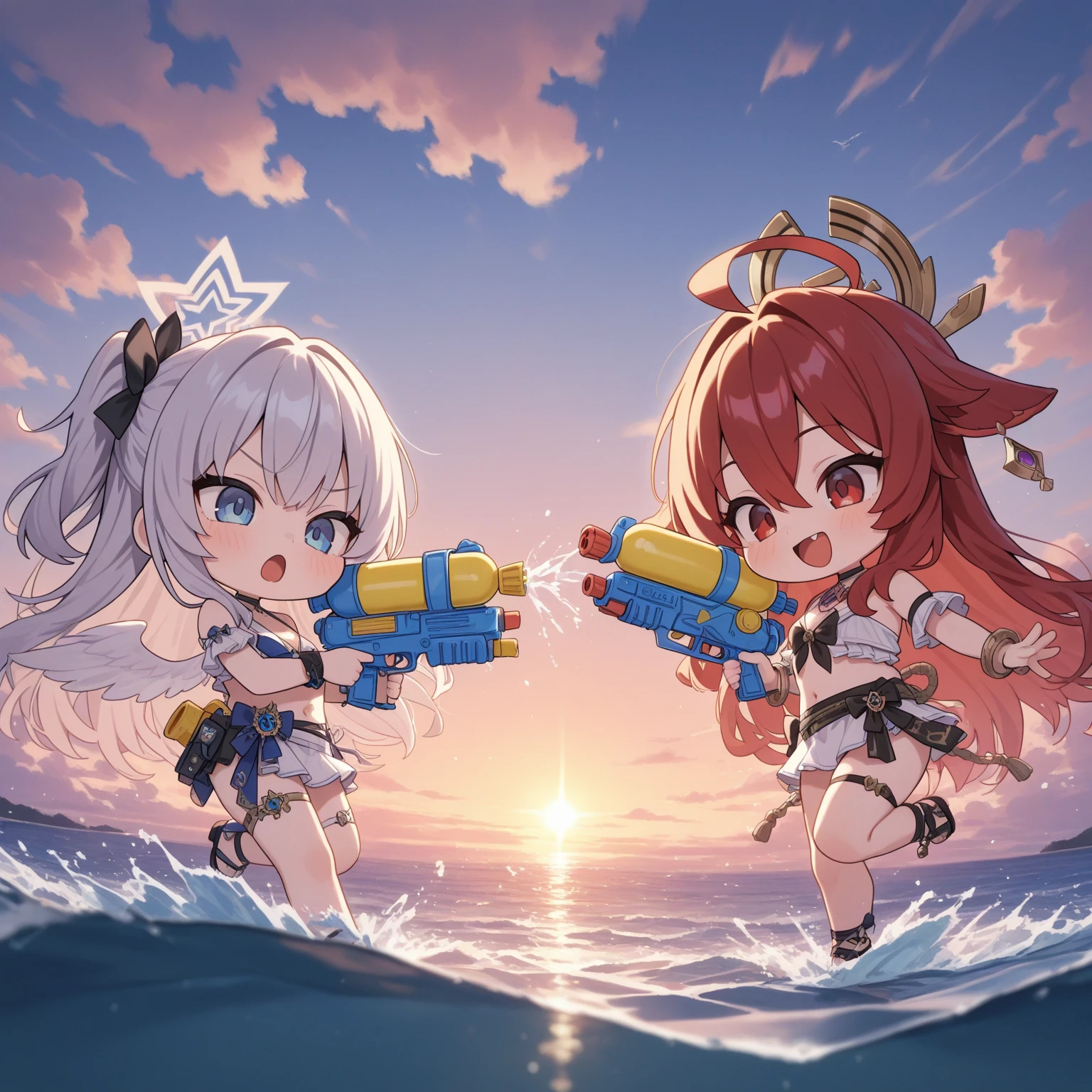 score_9, score_8, score_7, source_anime,
rating_safe,
2girls, a woman shooting another woman with a water gun
BREAK
ayanami rei, smirk
BREAK
souryuu asuka langley, wet, shouting, looking at another