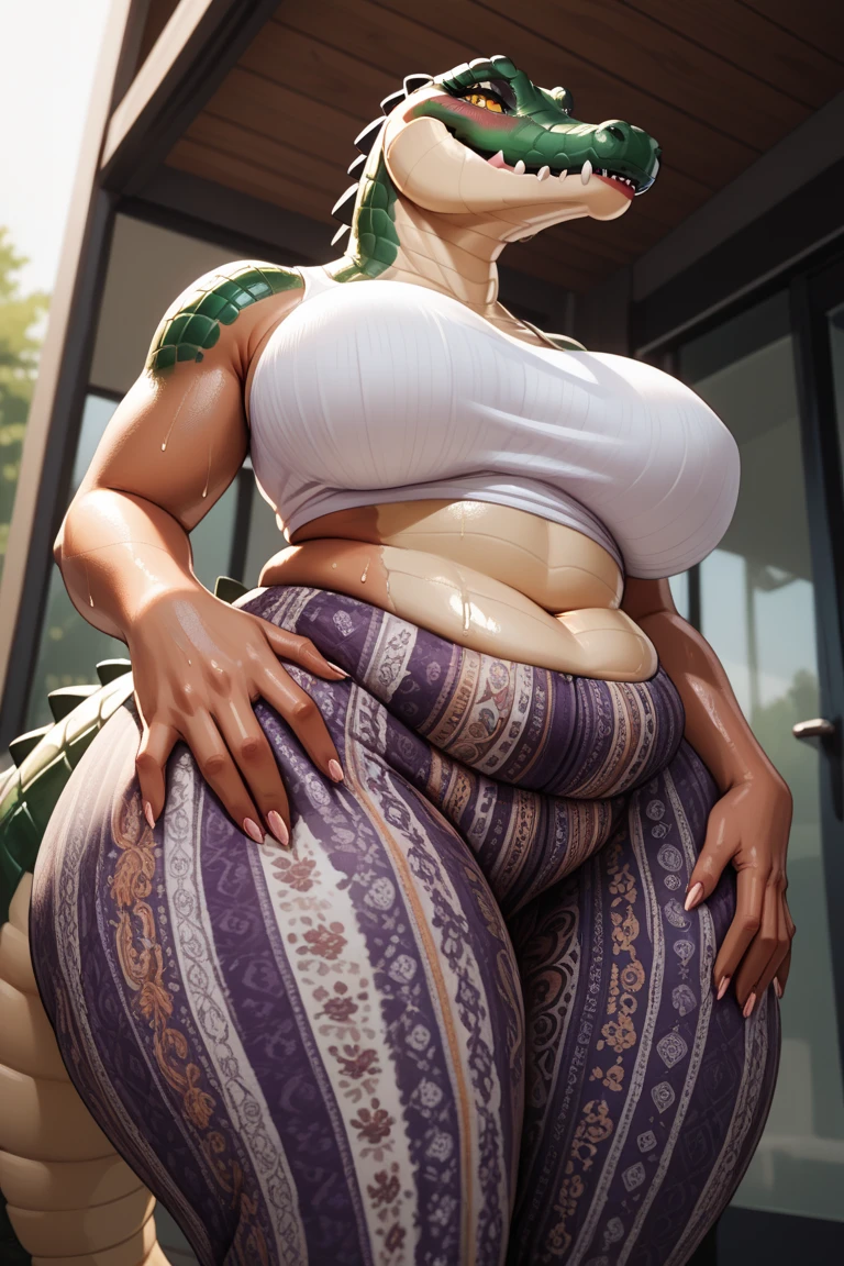 A wolf girl she has black skin with curly hair goes over her green eyes. There are markings all over her body that are like ribbons twirling from her ankle up to her face that glow green when she uses her blood demon art and wears a ripped kimono