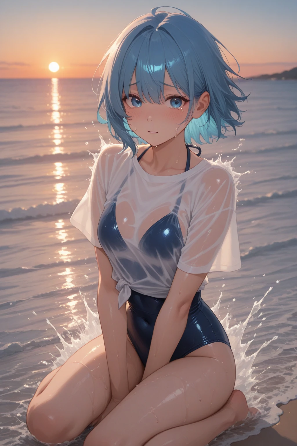 naked towel、 break、 rei ayanami, break、lora:ppfs:1, break、hentai sex pose, 
masterpiece、highest quality、detailed、cute、cute、beautiful、Exquisite、disorganized、8k、(looking down:1.2)、precise fingertips、precise toes、 
break、
hot spring、countryside、stretching legs、legs open、cheeks flushed、naked、胸までhot springに浸かっている、happy face、(The underwear is slightly visible：1.3)、Colored inner hair 、(Adorable, sparkling, beautiful jade green eyes：1.4)、toned body、thin thighs、slender、(Clothes that fit snugly against the body：1.4)、Wrinkles in clothes around the waist、(Clothes get wet and see-through:1.4)、damp hair、beautiful breasts、D cup、20-year-old、10 years old 、red nail polish、beautiful