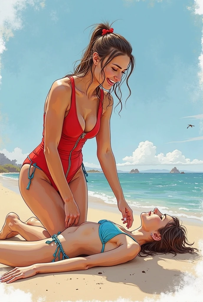 mom and son in the beach , Lucy Pinder topless seducing and riding seven year old son on the beach,exposed mom, 