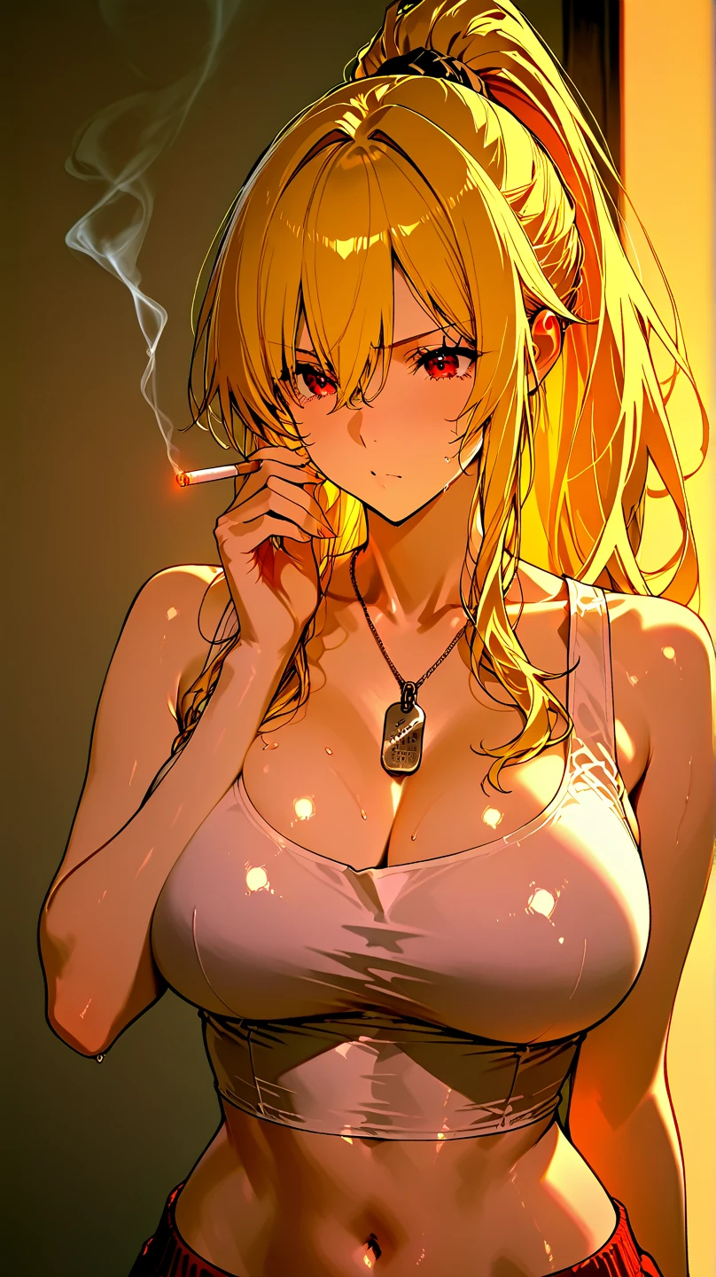 (Perfect Face, Detailed face, Beautiful Eyes,Perfect hands,Perfect Fingers)、Red face、((vapor))、hot、konjiki no yami, ph Yami、Maternal, Foot, alone, 1 Girl, Blonde Hair, Red eyes, Long Hair, Hair Flowers, Big eyes, Masturbation,A flushed expression、Dirty face、Grin、Drooling、((Love Hotel))、 (masterpiece:1.2, Highest quality), (細かくてBeautiful Eyes: 1.2), (Beautiful and dense face), (Sharp facial hair between the eyes)、(About white panties, Camel Toe), 12 years old, Grinding, Transparent panties,On all fours、Large Breasts、Neon lighting、Looking up、Glare、Heavy breathing、Broken look、Going crazy、shout、Ahegao