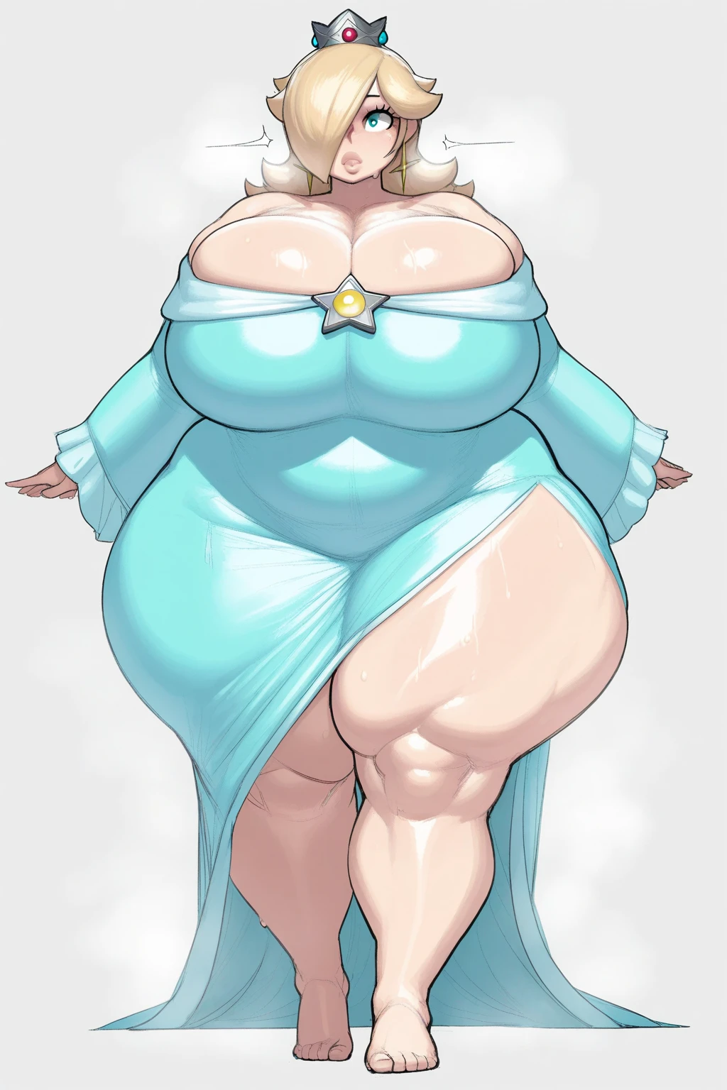 1 full length girl standing, good ass, maid of honor, Hairstyle with a white braid, for white, blind, perfect lighting, muscular, Thighs, mature woman, mummy, belly button, ABS, look at the viewer (Masterpiece, high quality: 1.1) SMILE, extremely huge breasts, maternal, Porcelain skin, extra long hair, shiny skin, good face, oni horns