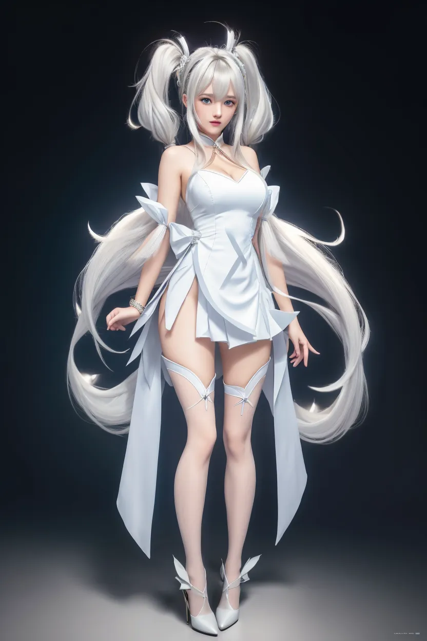 1girll, Full body like,White hair, long whitr hair,Messy hair,Translucent clothes,NSFW,White fox ears,White fox tail,比基尼,folds,folds,folds