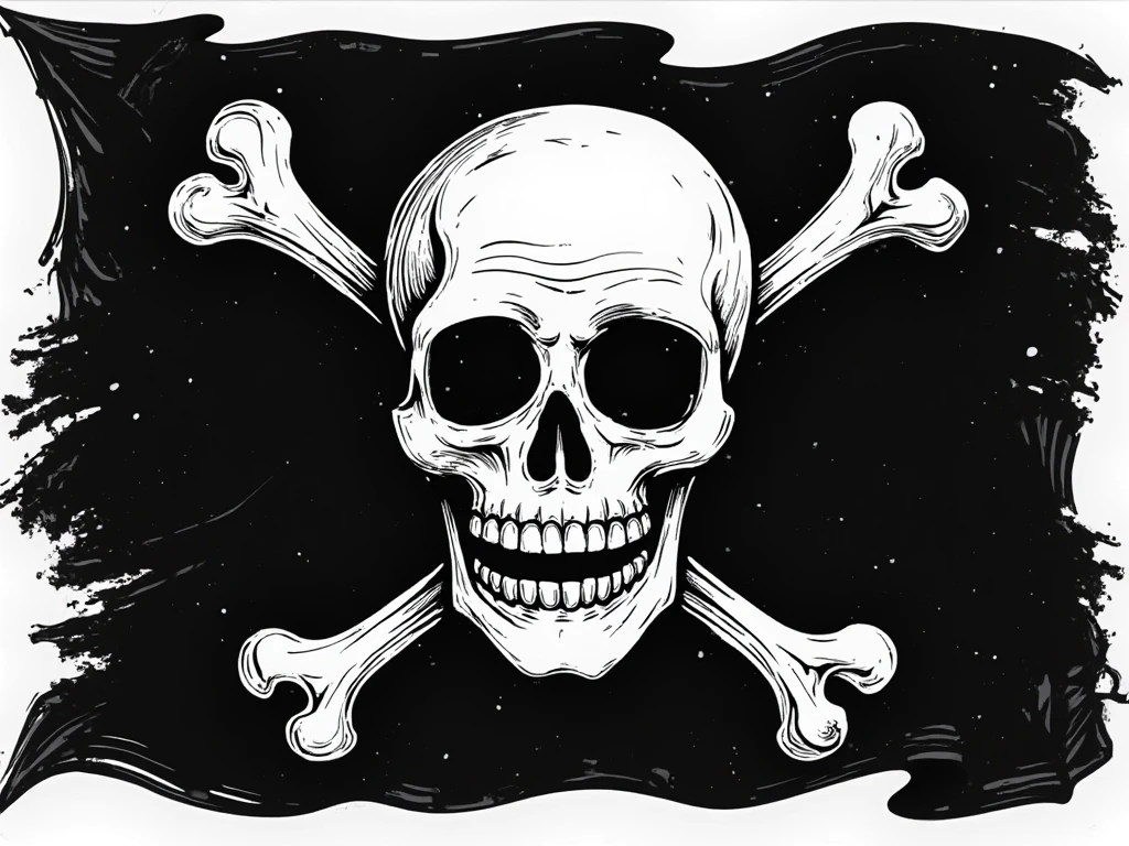 Skull and Bones in high quality render art style