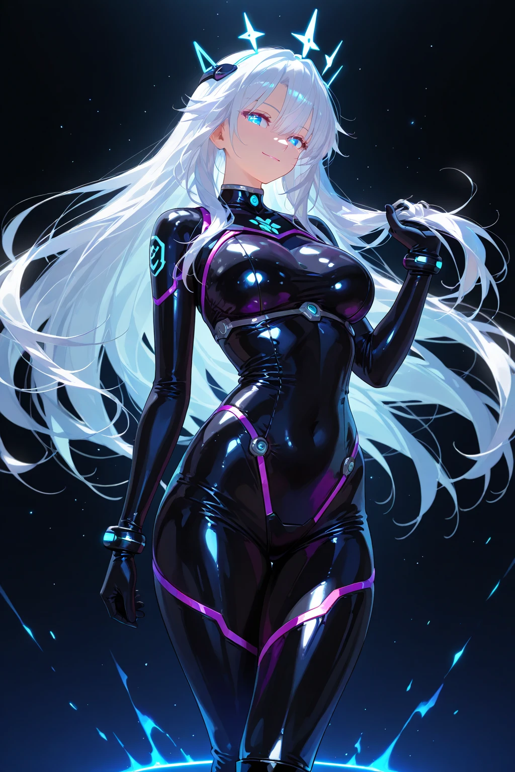 {nsfw}+++(evil fall samus aran) 1girl, standing, blue neon zero suite, looking at viewer, (dark persona, corruption) contrapposto, evil, dark persona, bad end, corruption, dominatrix, parasite, infected, transformation, possession, mind_control, mind break, brainwash, dark samus(style), blue glowing fluide phazon, infected by phazon
evil smile, eyelashes, covered nipples, erect nipples under clothes, evil grin, evil eyes, pubic tattoo, dark aura, crotch_tattoo, big_breasts, silver hair, red eyes, evil eyes, venus body, voluptuous, pubic hair, innie , areolae, nipples, piercing, erect nipples, nipples visible through clothing, collarbone, wet skin, horny female, tentacles over the body, tentacles in , cum dripe, cum, cum over the body, pervert, ahegao, (realistic:1), best quality, beautifully detailed face, ray tracing, DOF, HDR, (evil base:1), pelvic_curtain,
revealing clothes, cleavage, tight clothing, highhighs, between labia, skin tight, fingerless_gloves, skintight bodysuit, official style, zero suite samus, blue neon glowing zero suite