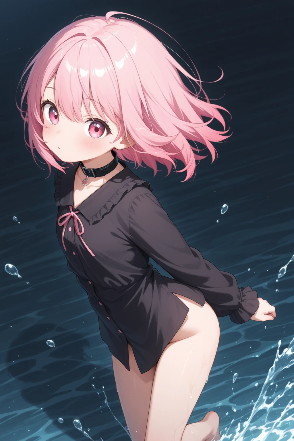 nsfw, ((Wet with bodily fluids)), ((Lying on your back)), flat color, masterpiece, Anime Style, Very delicate and beautiful, Ultra-detailed, High resolution, Best illustrations, Best Shadow, complicated, Sharp focus, high quality, God Artist, Small breasts, Sticking out tongue, One beautiful girl, Confused eyes, Pink Hair, Bob Cut Hair, Emo fashion, cyber punk