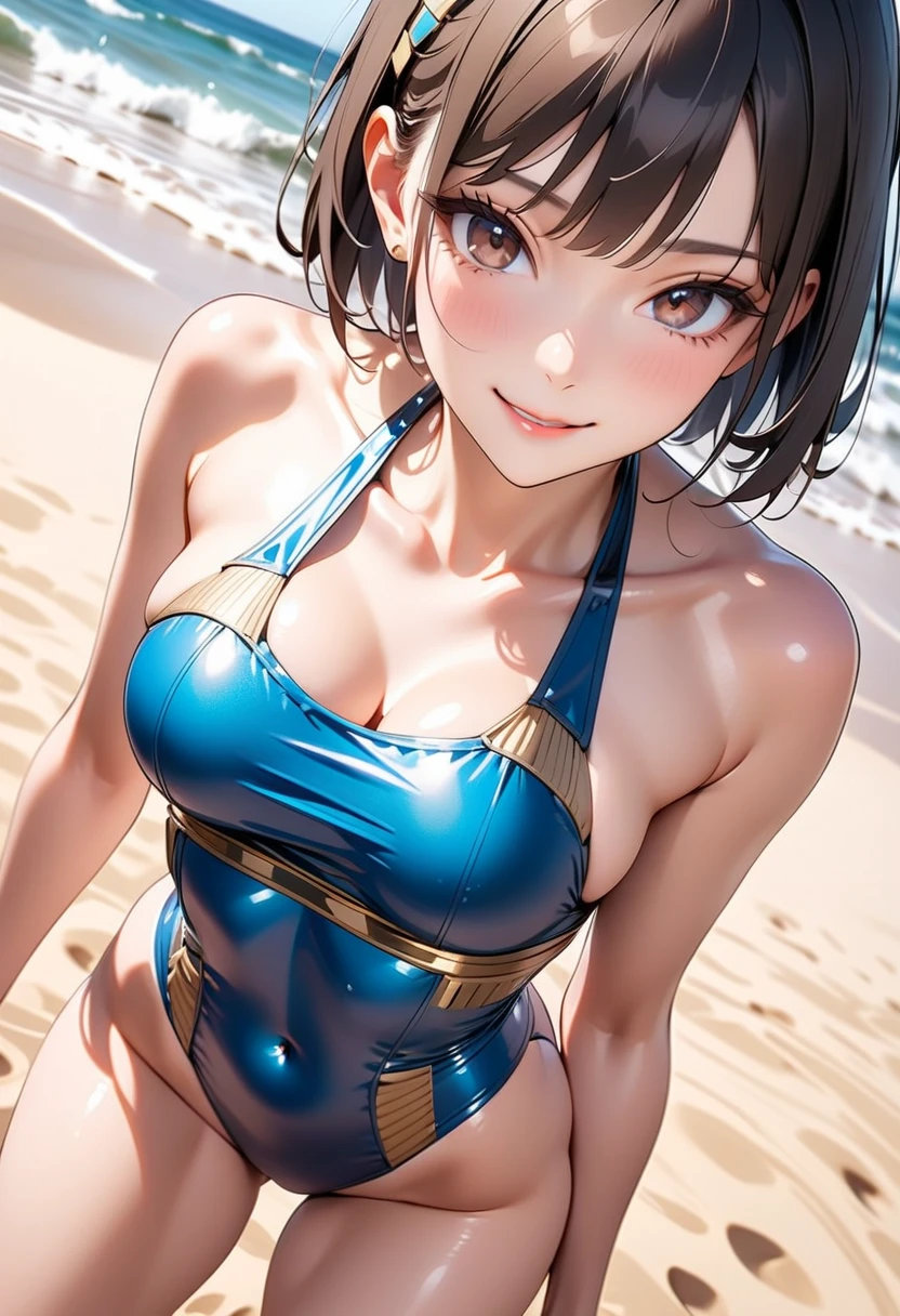 ​masterpiece、ultra-quality、ultra-detailliert、Perfect drawing、独奏、Beautiful girl in a swimsuit、Pee leakage(2.5)、Pee splashes out of the crotch(2.5)、red blush、Swimming Club、competition swim suit(onepiece swimsuit、highleg)10yaers old、Opening legs(30 cm)、Hold your crotch with both hands、Water gushing out of the crotch(2.5)、embarassed expression、Moisturized eyes、swimming pools、 Shot diagonally from below、thin fabric swimsuit、Light from the front、Right ahead、sunlights、Summer sky、clearface、​masterpiece、ultra-quality、ultra-detailliert、Perfect drawing、nffsw、3D、8K、Bite