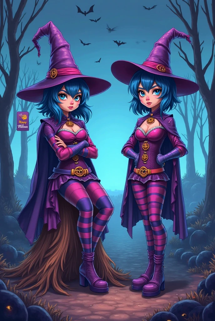 make a magic, in a sexy black outfit, with a staff of purple power, sexy clothes, sadomasochist, exhibitionist, showing the vagina