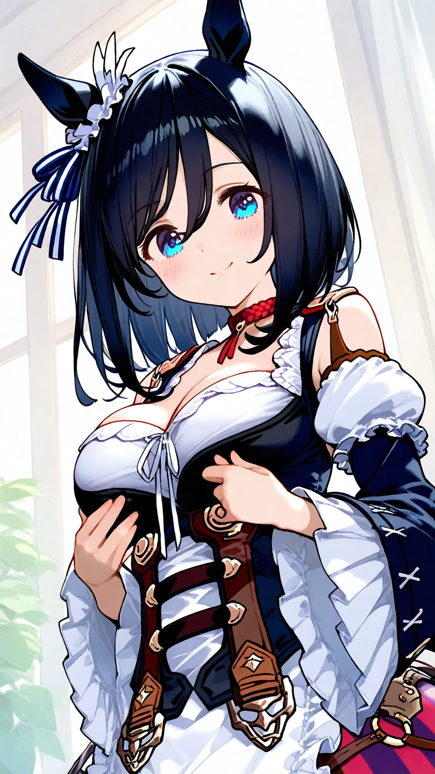 score_9, score_8_up, score_7_up, 1girl, looking at viewer, hands_on_hip, bad, dark blue hair, fringed bangs, hazel eyes, breasts, brown bear costume, no light, aqueduct, pov <lora:wada_arco_PonyXL_style_v01:1>