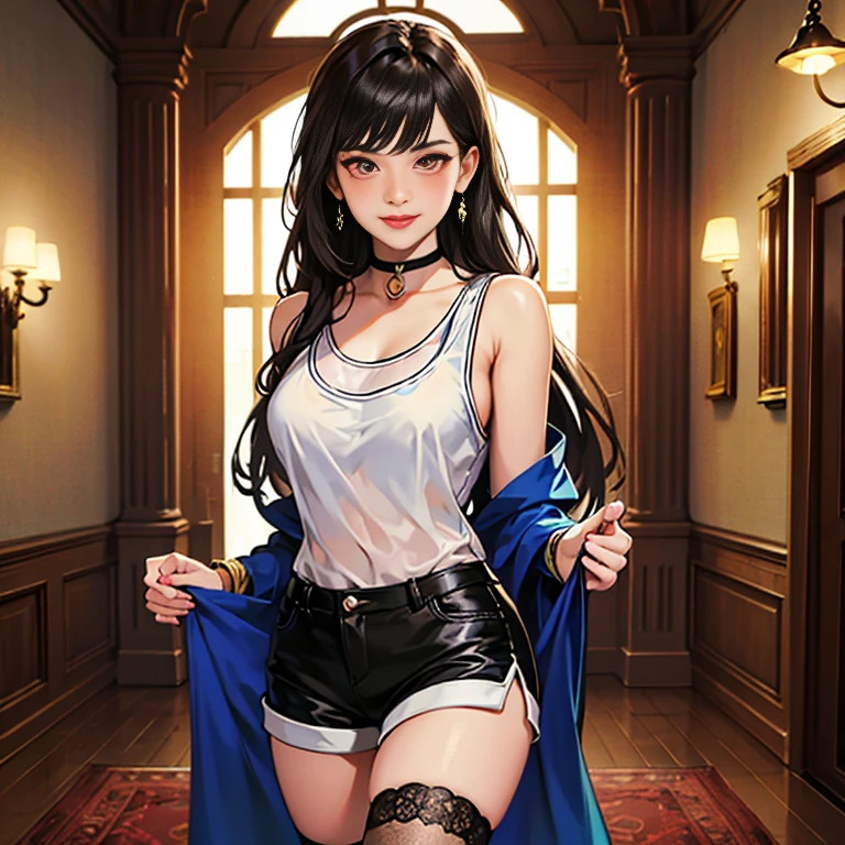 (Best quality, 8k, masterpiece), (a pretty girl, long pure black hair, Hime hairstyle, hair edges are very neat, big eyes: 1.4, long eyelashes, delicate makeup: 1.4, sexy lips, blush), (delicate watches, delicate necklaces, large earrings), (caught in the subway train, riding the subway, standing), (fashionable outfit, leopard print shorts on the outside, white T-shirt on the inside, Nike, black fashion sunglasses hanging on the clothes), (medium chest, stiff), ( Black Oil Glossy Clear Pantyhose), (High-waisted Skirt), Light Ripen, Royal Sister, Best Light, Best Shadow, Movie Lighting, 28 Years Old, 1girl, Acura, (Real Skin, Supple Skin) Ray Tracing, Unreal Engine 5, Reflective Skin, Digital Illustration, Game CG Characters, Supermodel, (Kpop, idol), (Body Edge Light, Colored Light Sources Around), Wind Blowing Hair, Listening to Songs with Headphones, (Looking at the Camera with a shy smile, happy expression), (thin waist, wide hips, fitness figure, buttocks), close-up