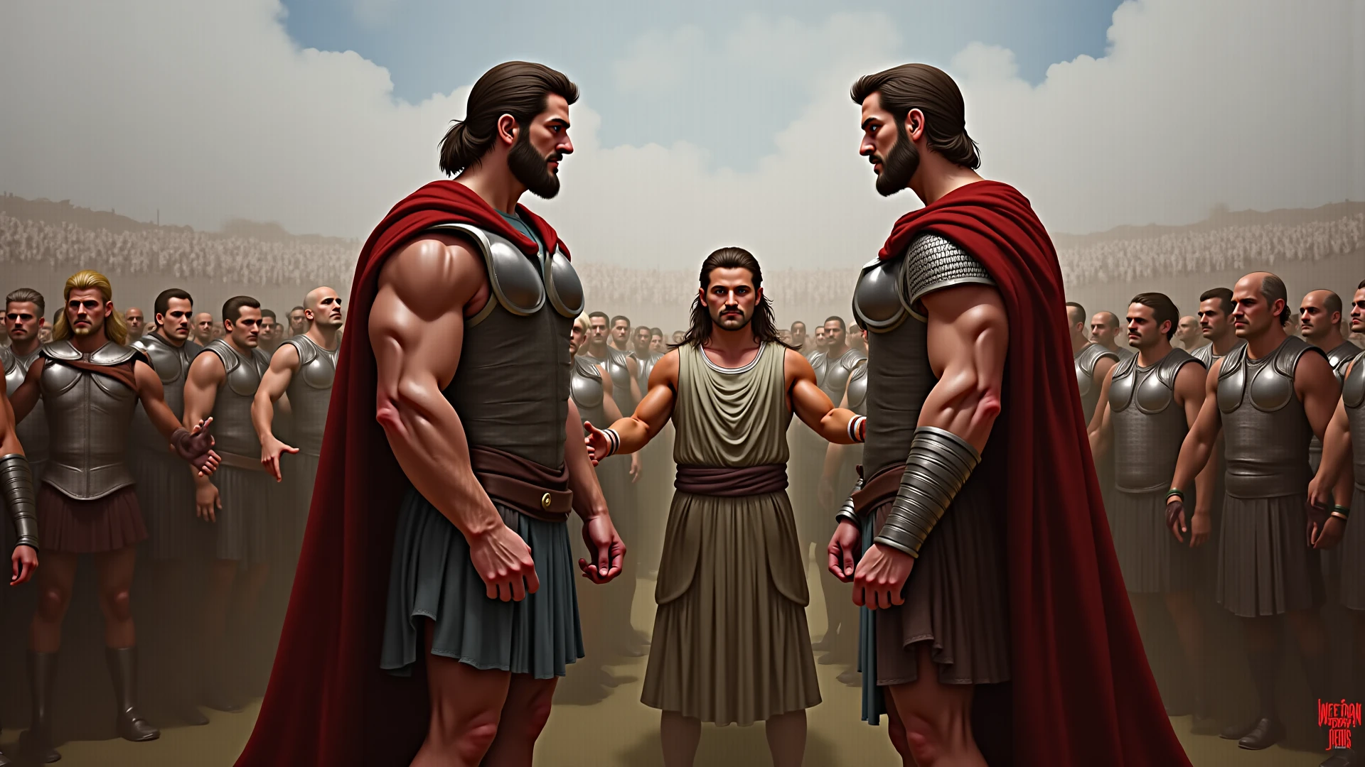 ((melhor qualidade)), ((obra-prima)), (altamente detalhado:1.3), estilo arcano, comiс style + hyperrealistic oil painting, Full Cinematic Poster Dynamic Pose. cinemactic, altamente detalhado, rosto detalhado, realista, cores vibrantes.