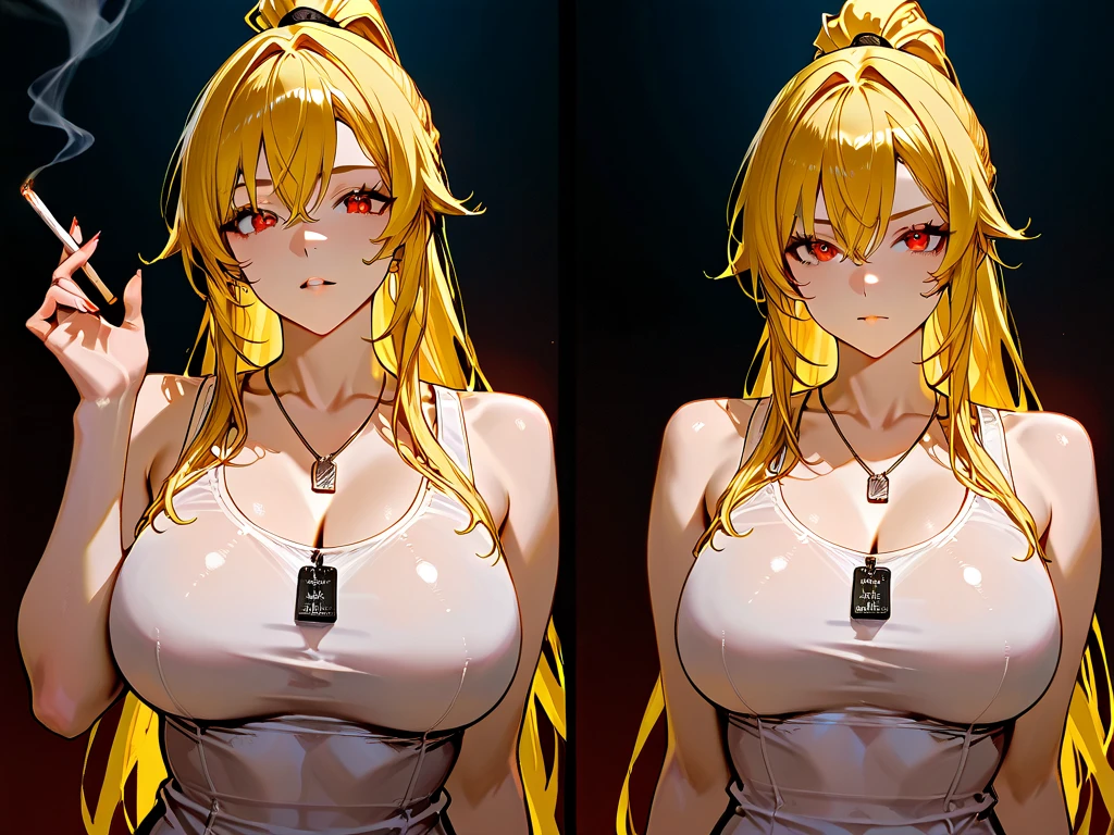 (((masterpiece, best quality))), (((superior quality))), cute girl, ((extremely detailed girl)), ((huge breasts)), (yukata), (bare shoulders), strapless top, slight smile, twin tail blonde, back to the viewer