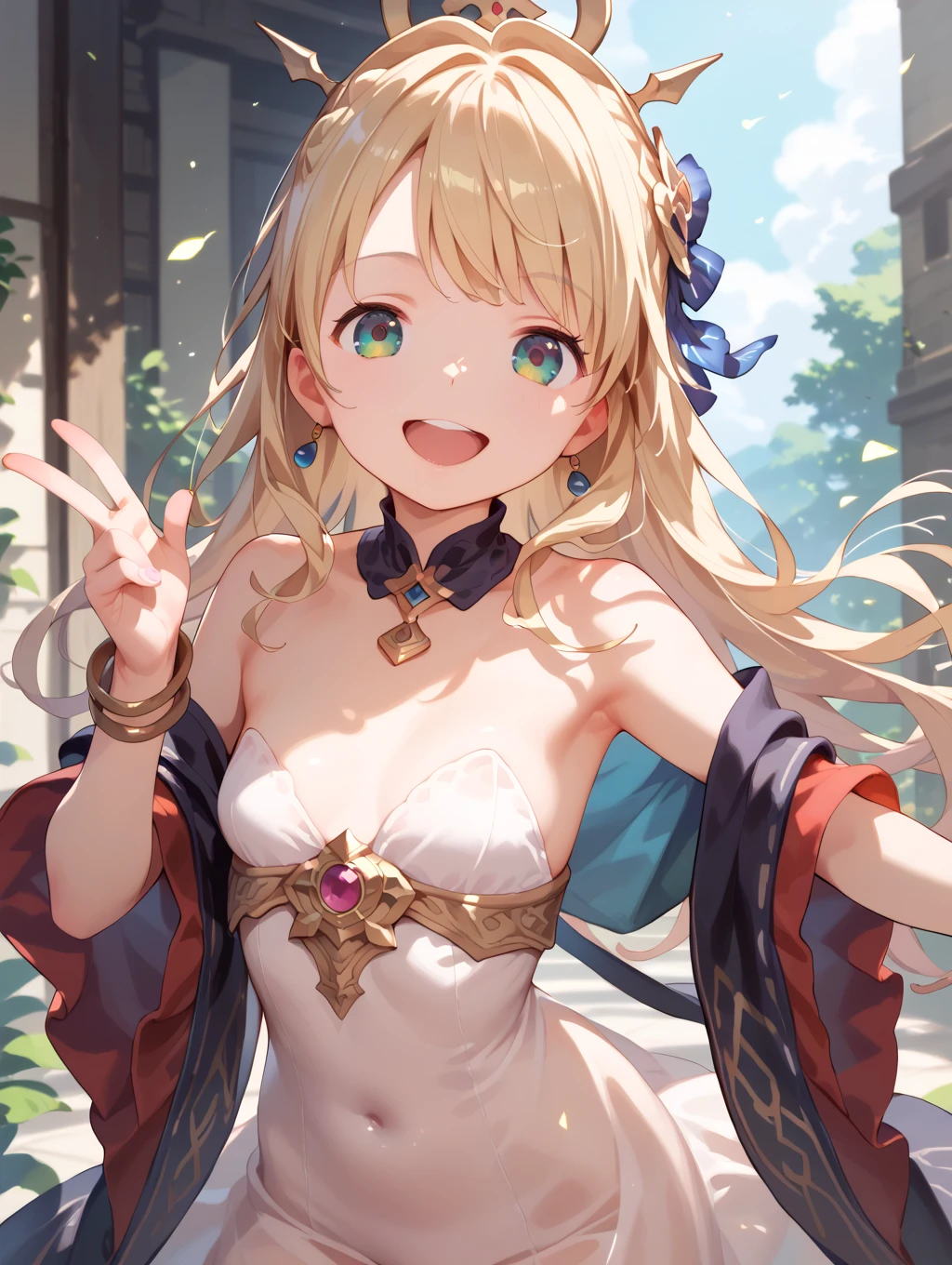 Draw to the smallest detail、Detailed facial depiction、Delicate painting、topless、Nipples are visible、Completely naked、Slim body、Narrow waist、No background、Beautiful Hair、Delicately draw the face、Drawing nipples、Character Sheet、Character Design、card、デザインcard、Drawing a close-up of a face、Long Hair、Close up on face、Blonde braided hair、Complicated hairstyle、Lace Design、Stylish design、Gold letters、Princess