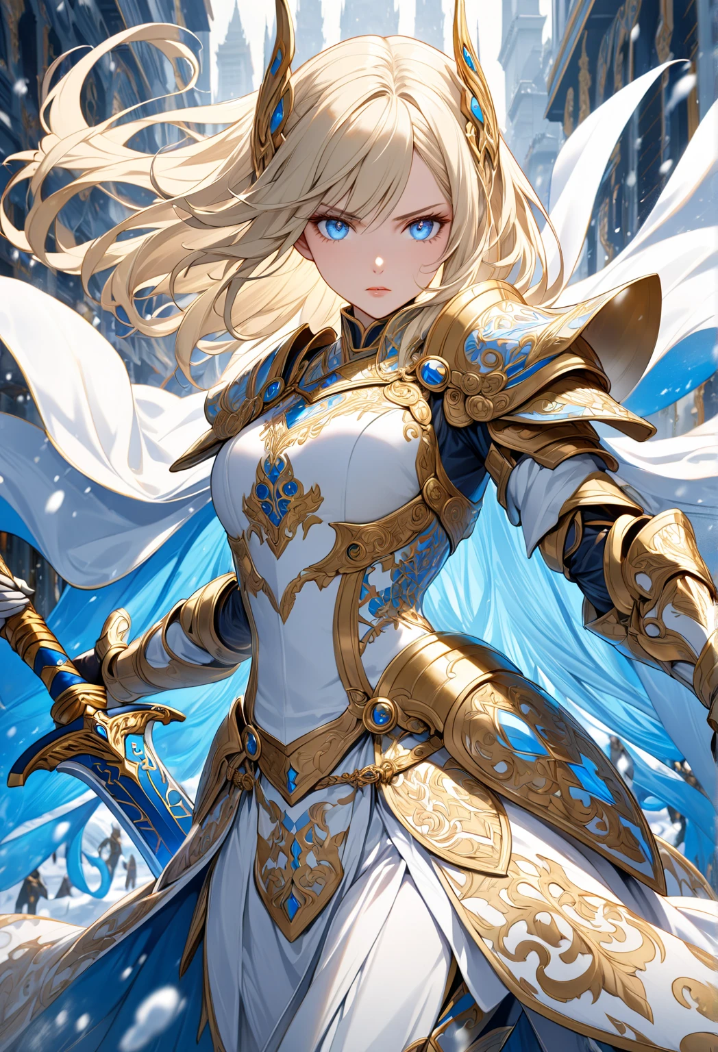 masterpiece, best quality, highres, ultra-detailed, artbook, anime coloring, CG, illustration , fantasy, 1girl, solo, blood, male focus, looking at viewer, artoria pendragon \(fate\), armor, detailed beautiful eyes, floating hair, simple background, illustration, photorealistic, beautifully drawn, vivid color, full body